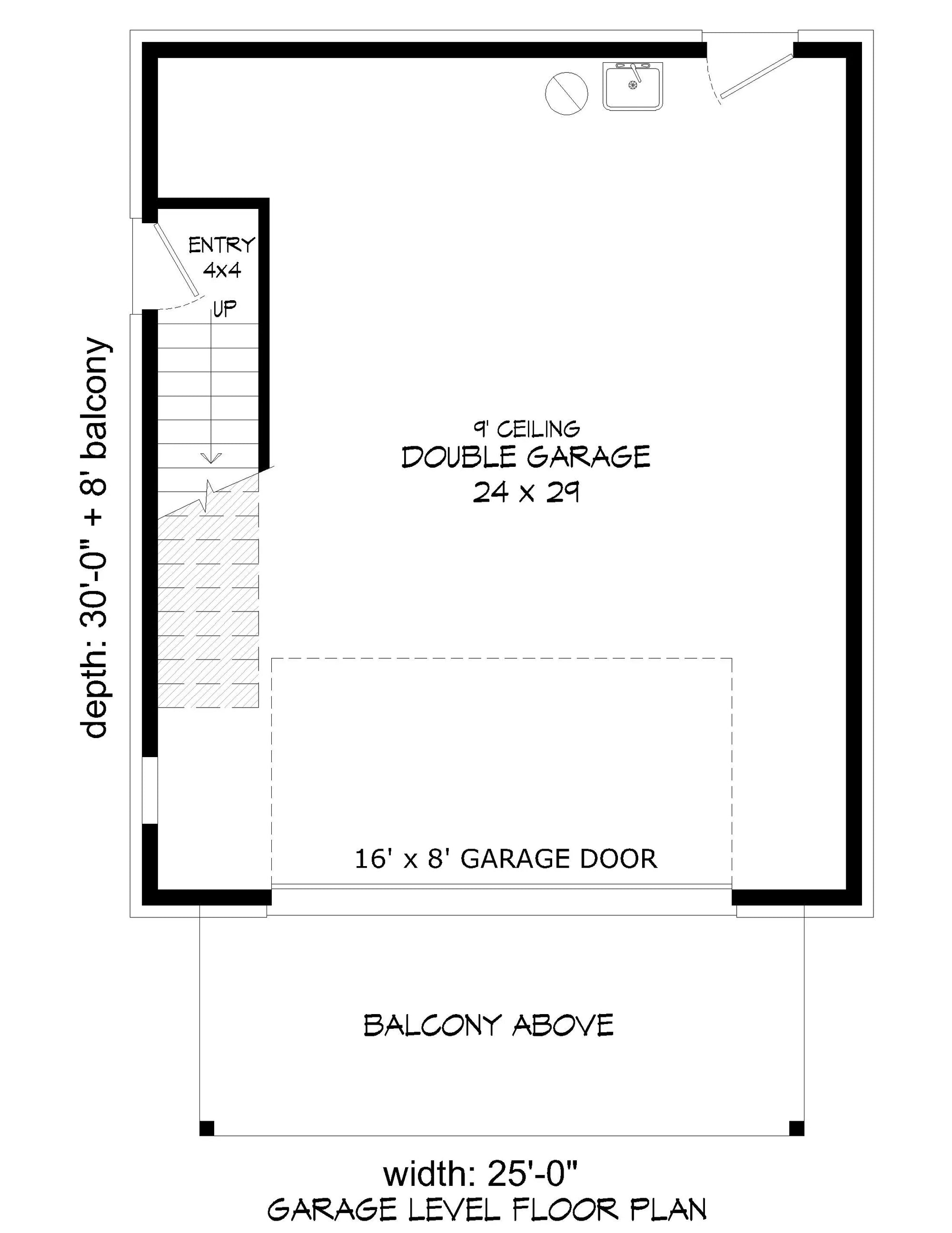 L7340-A Nashville 2.5 A.D.U House Garage Floor Plan