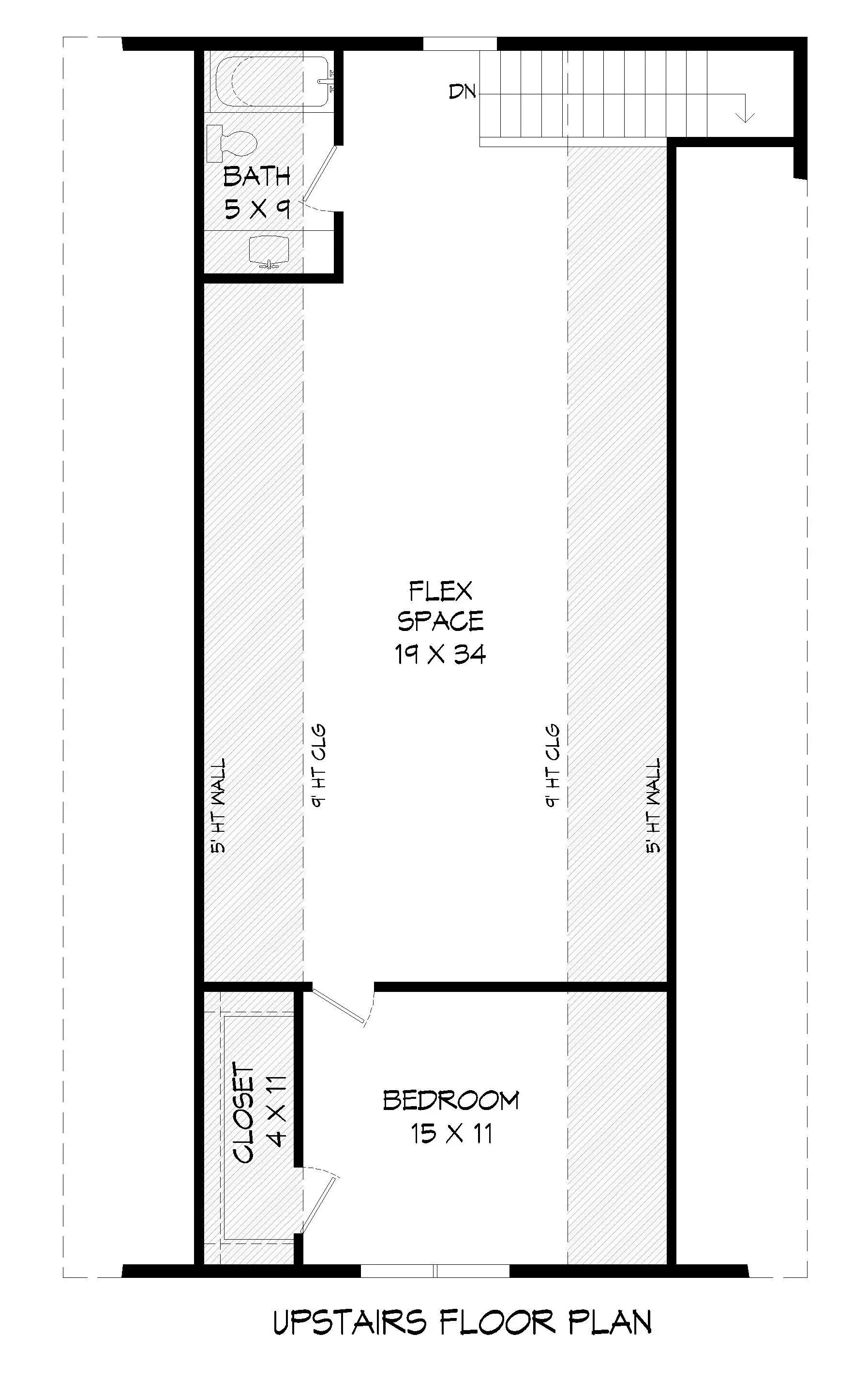 L7304-A Cold Springs Garage Second Floor Plan 1 Bed 1.5 Baths
