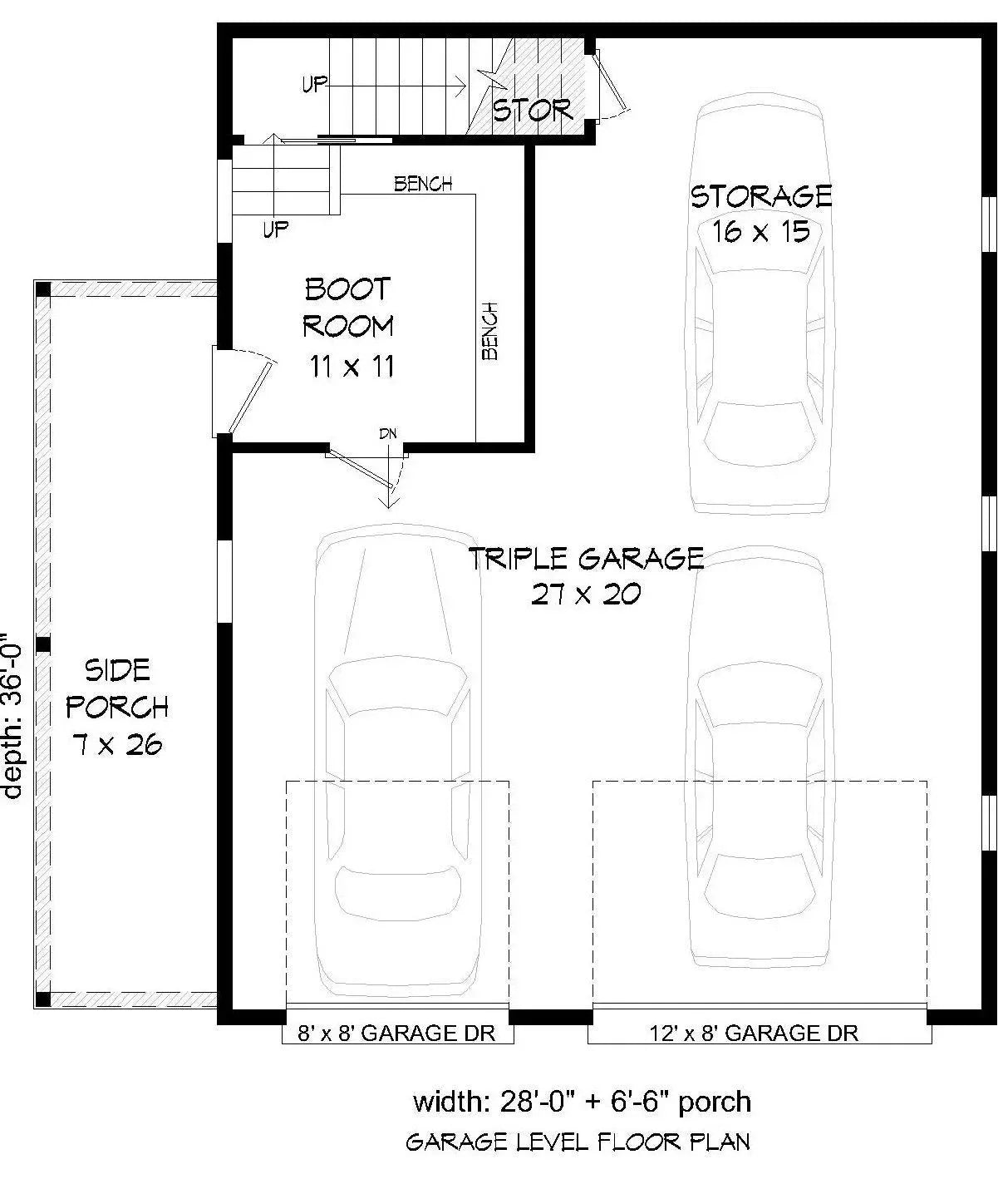 Preston Pine Garage Plan - Archival Designs House Plans, floor plan