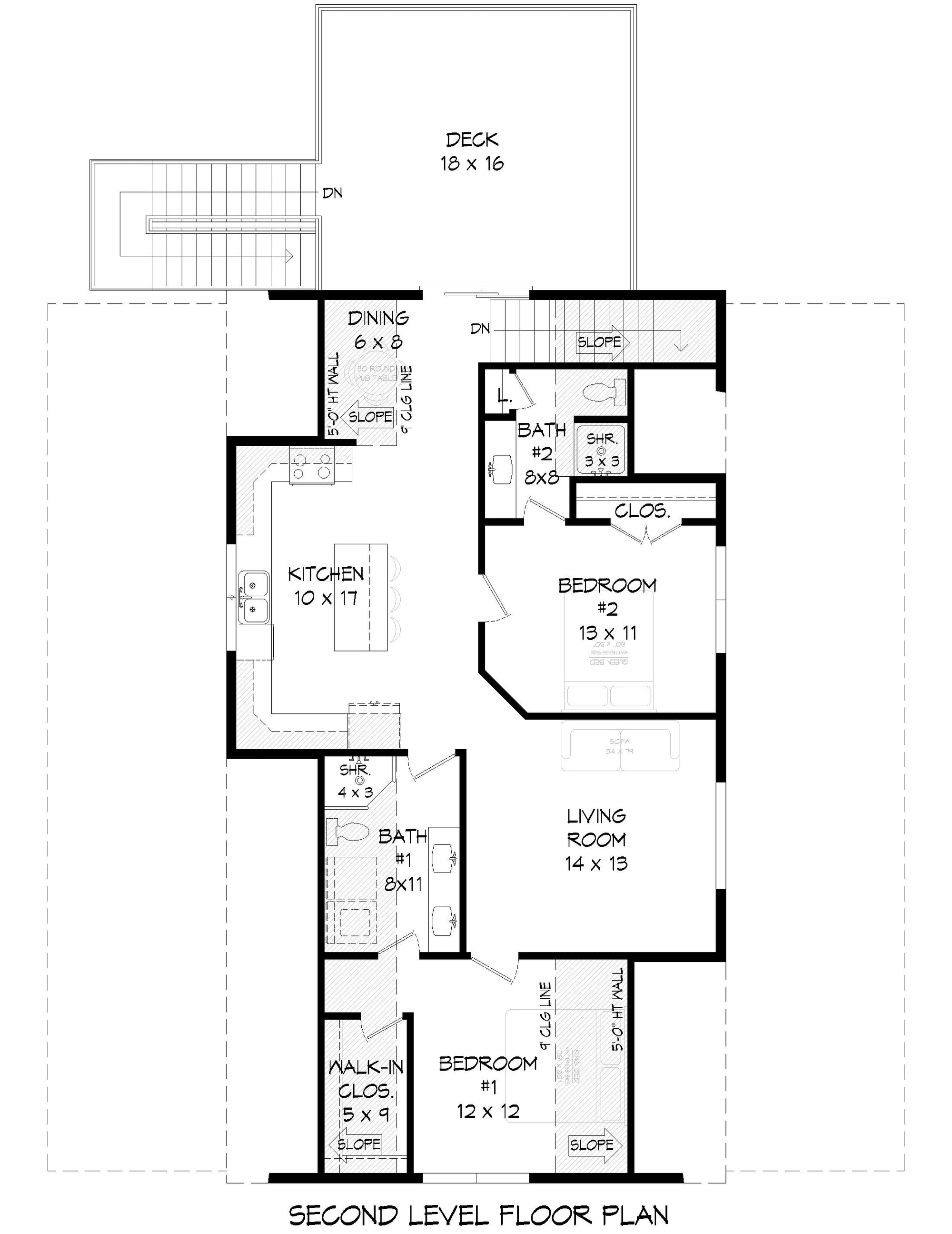 L8251-A Carriage House Second Floor Plan, 2 Bedrooms, 2 Bathrooms | Wolf Creek House Plan