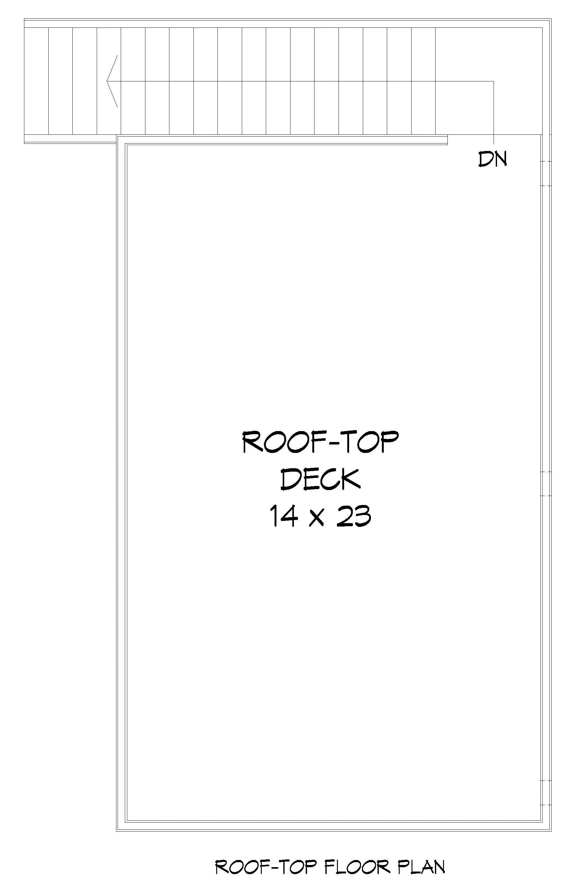 L7334-A Belmont Garage House Roof-Top Deck Floor Plan
