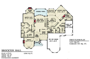 brockton hall - archival designs house plans, floor plan