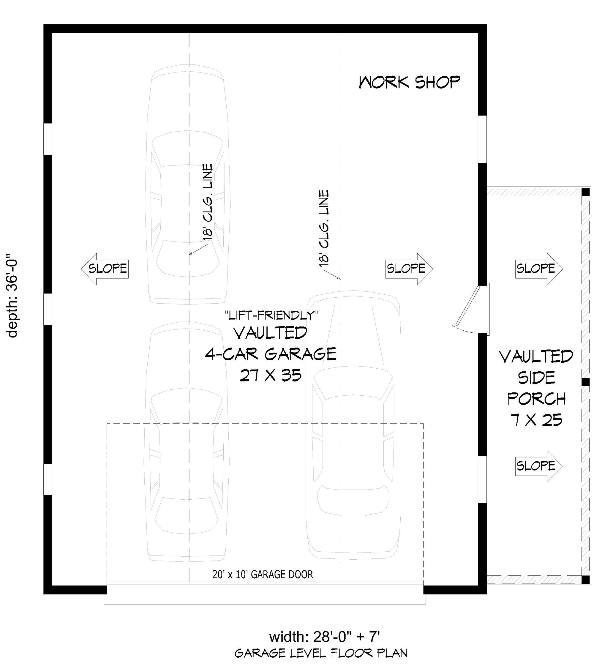 L7803-A Traditional Garage Floor Plan | Riverchase Garage