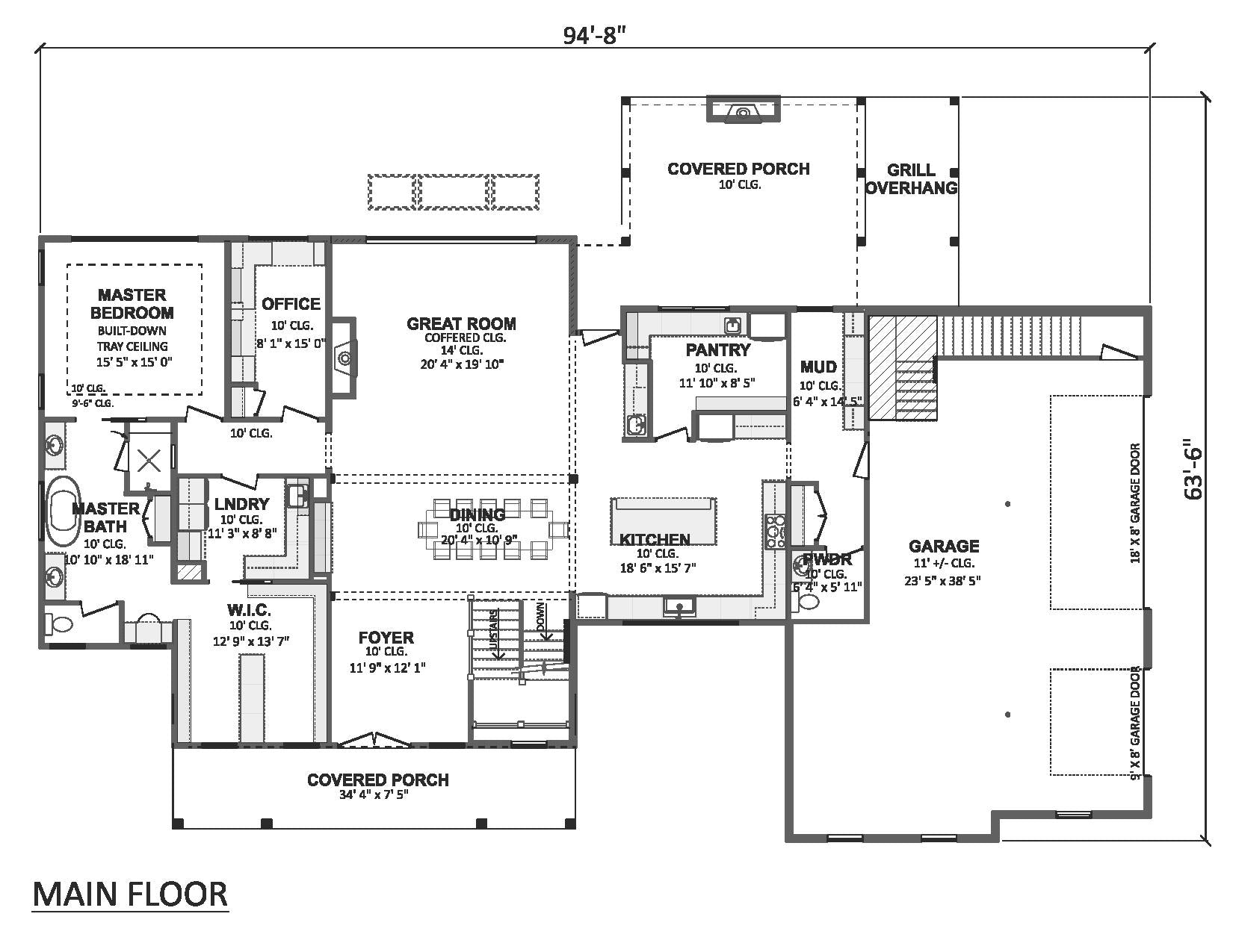 AJ8217-A Modern Farmhouse First Floor Plan, 4 Bedrooms, 3.5 Bathrooms | VD1034 House Plan