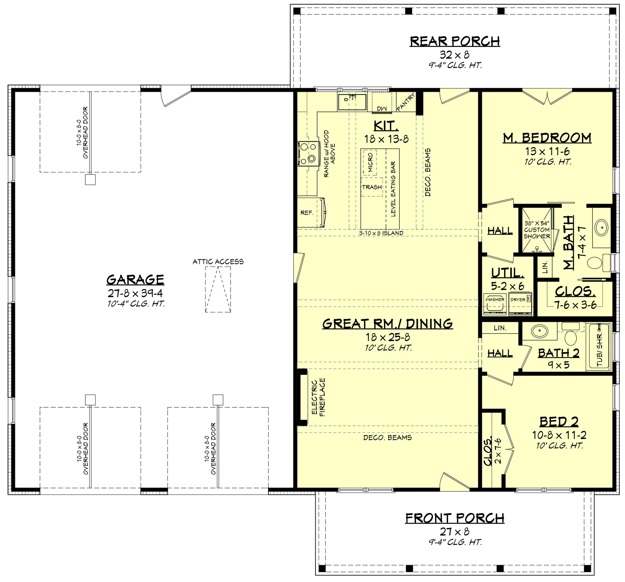 H7784-A Modern Farmhouse First Floor Plan, 2 Bedrooms, 2 Bathrooms | Hearthstone House Plan