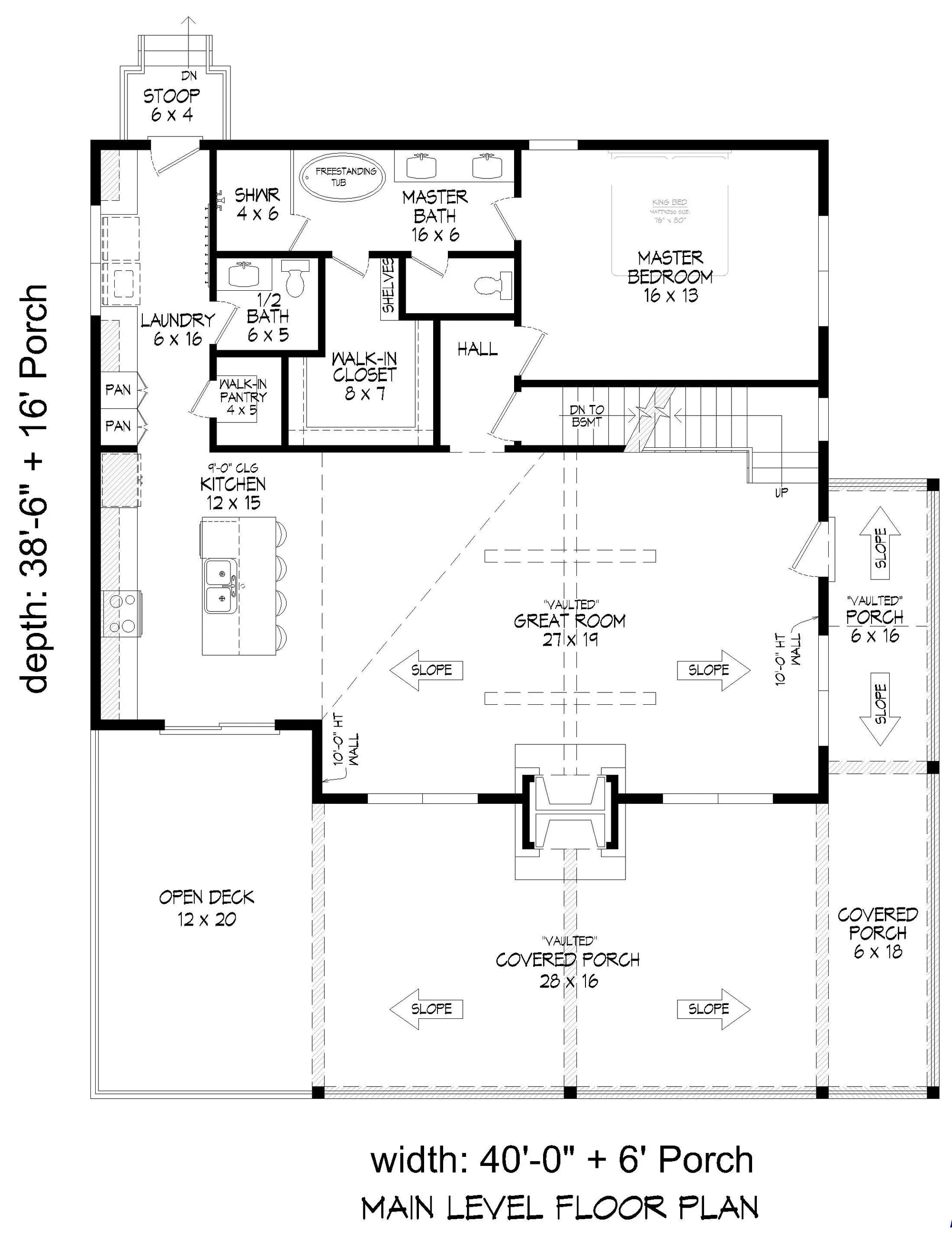 L7332-A Laurel Pine Haven Lakehouse House First Floor Floor Plan 3 Beds 2.5 Baths