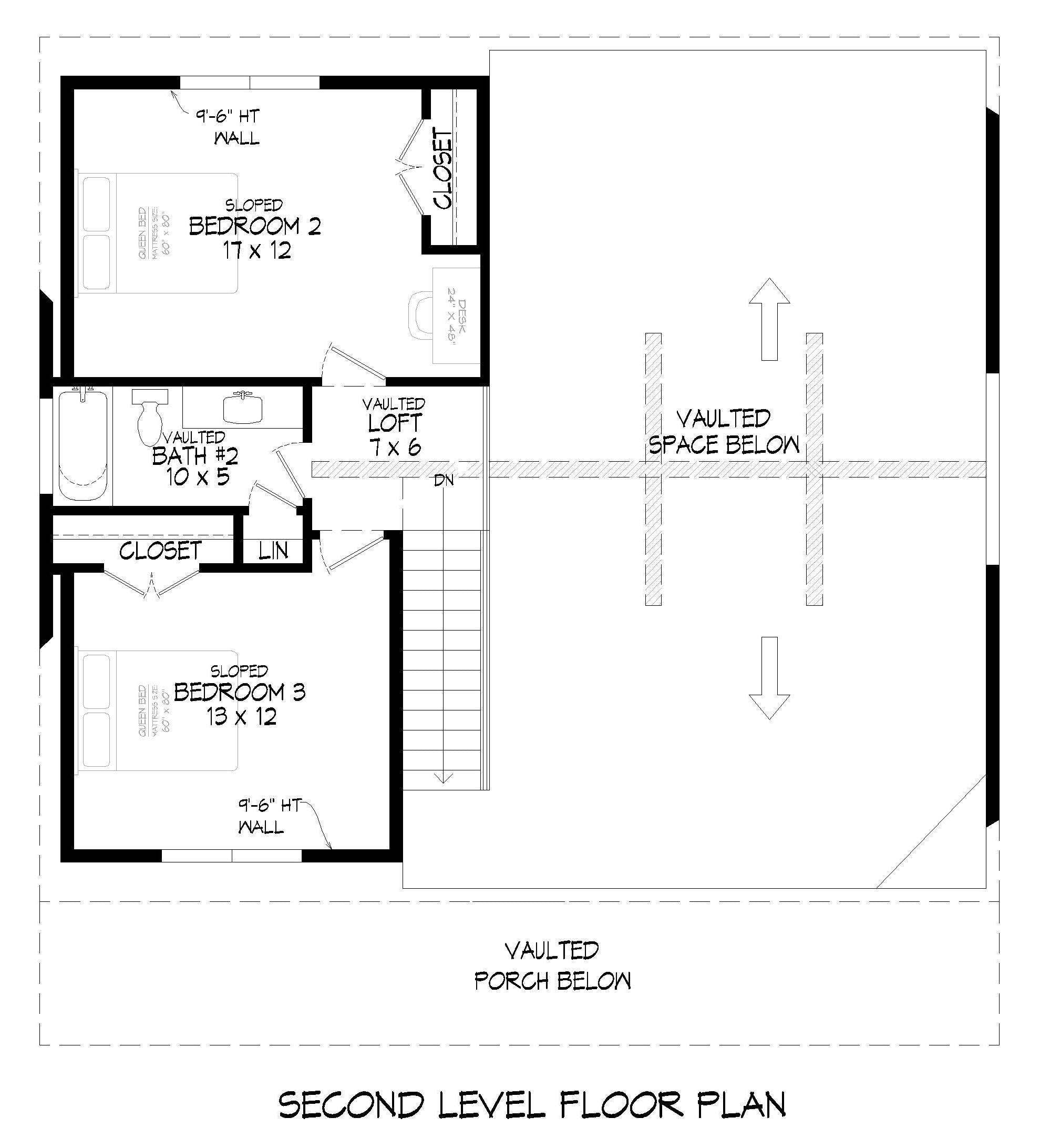 L7918-A Country House Second Floor Plan, 3 Bedrooms, 2.5 Bathrooms | Chillmark Pine Haven