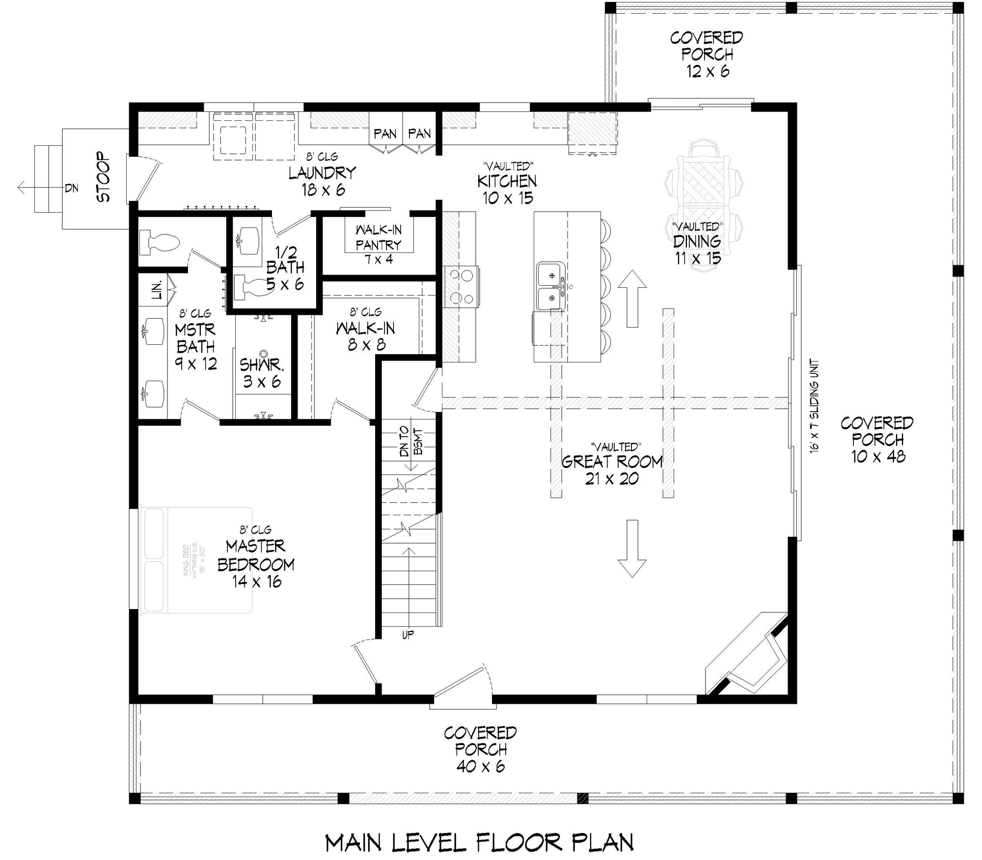 L8097-A Country Farmhouse First Floor Plan, 3 Bedrooms, 1 Bathroom, 2 Half Bathrooms | Chippaquiddick Pine Haven House Plan