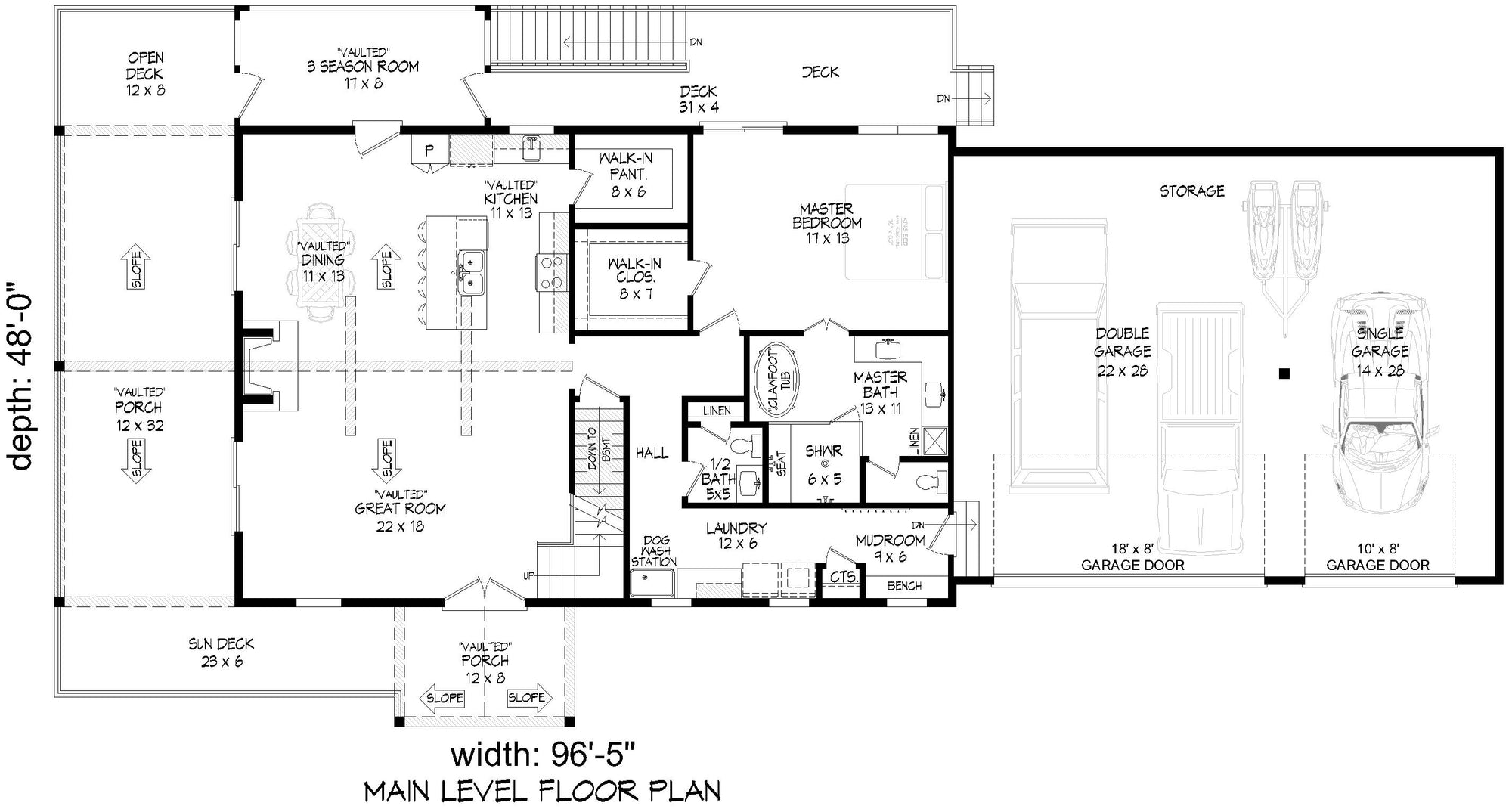 L7920-A Traditional House First Floor Plan, 4 Bedrooms, 3.5 Bathrooms | Scenic Pine 2