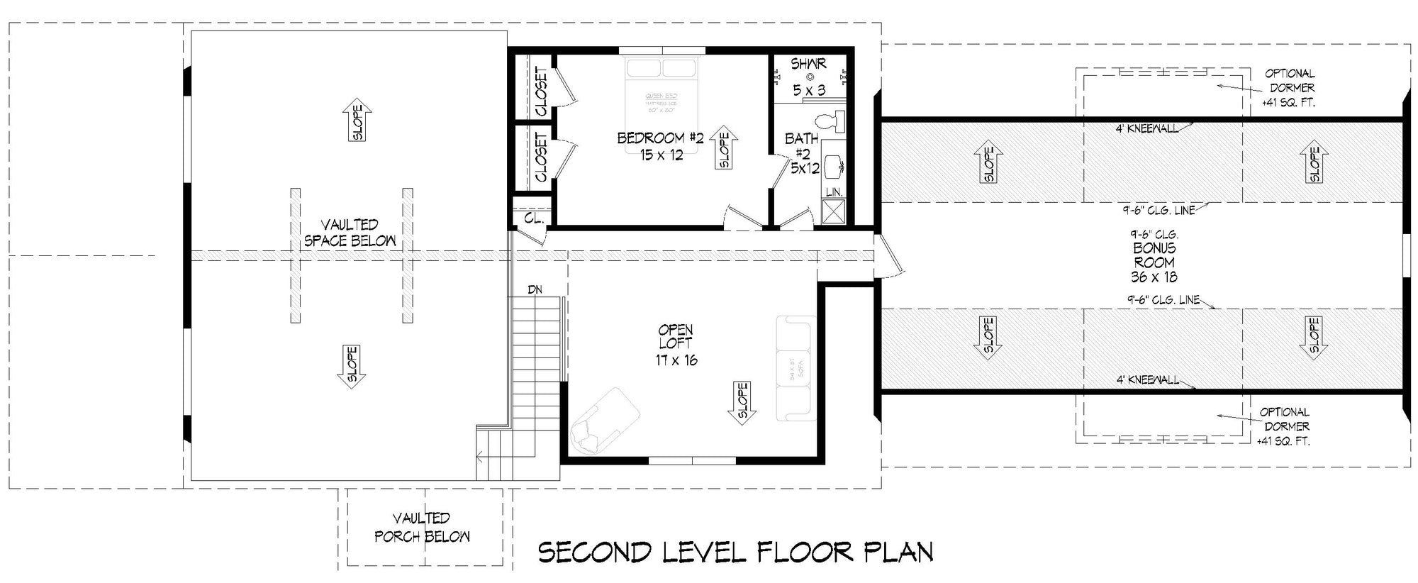 L7920-A Traditional House Second Floor Plan, 4 Bedrooms, 3.5 Bathrooms | Scenic Pine 2