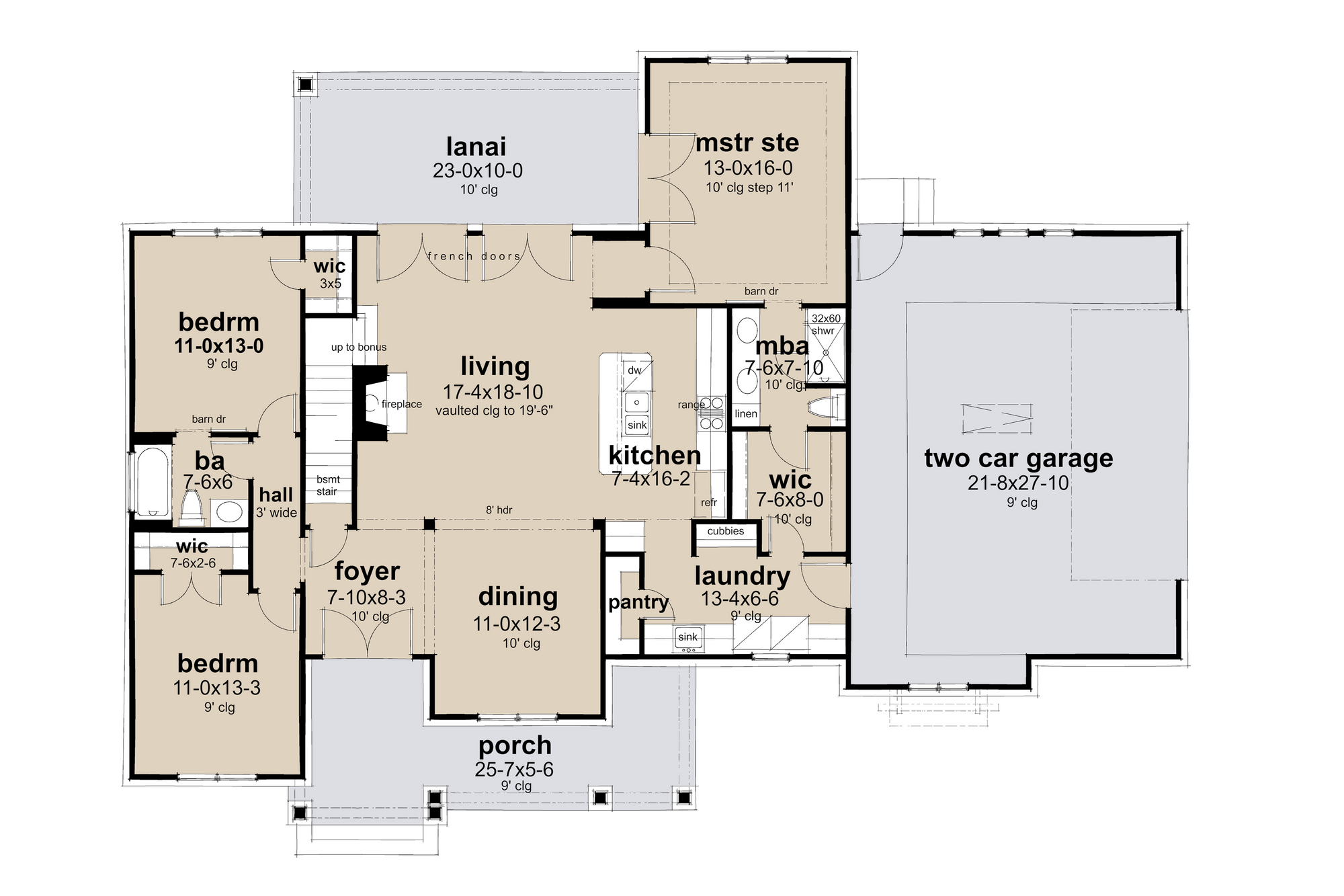B7900-A Modern Farmhouse First Floor Plan, 3 Bedrooms, 2 Bathrooms | La Chenaie 1618