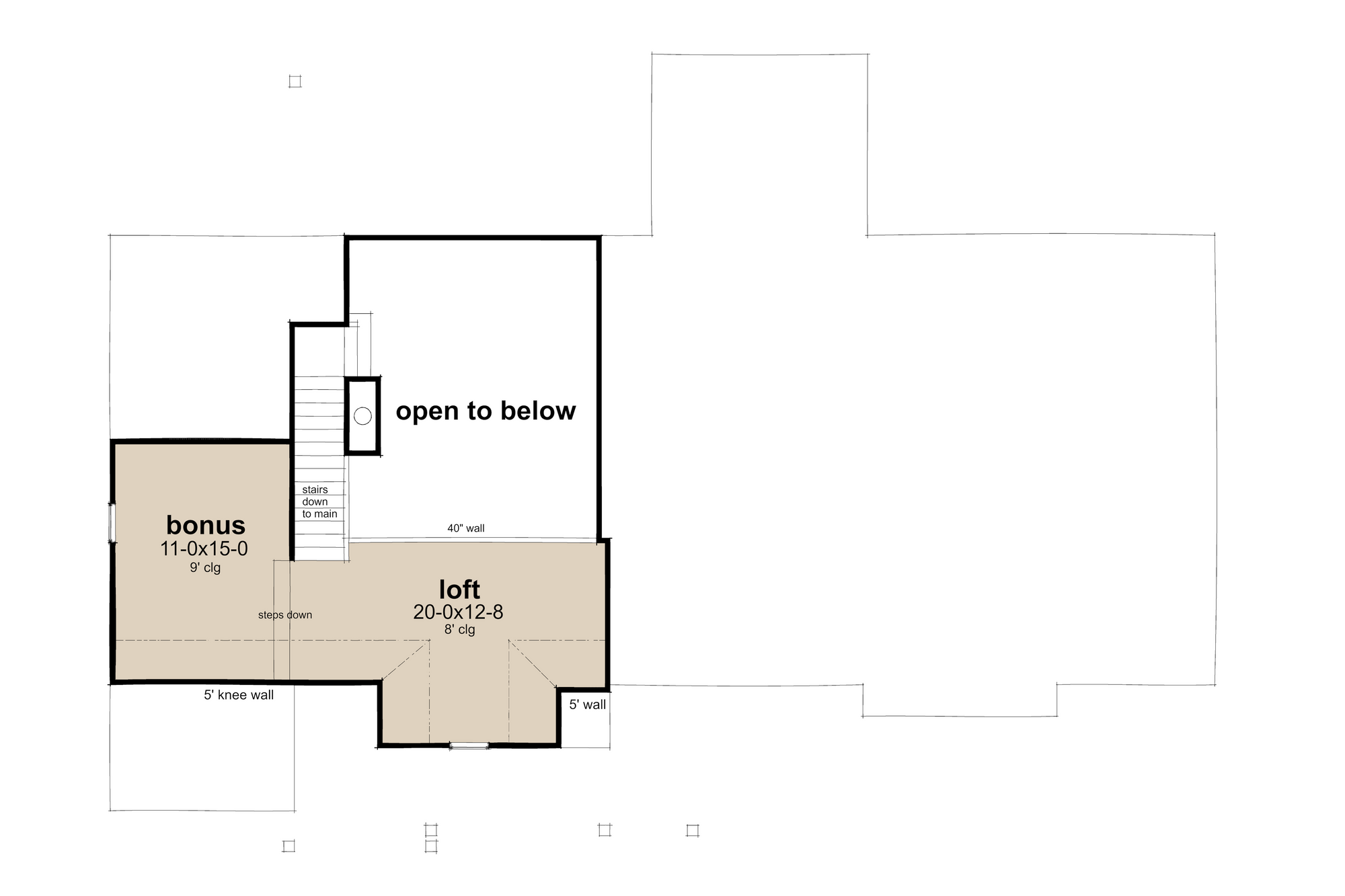 B7900-A Modern Farmhouse Bonus Room Floor Plan, 3 Bedrooms, 2 Bathrooms | La Chenaie 1618