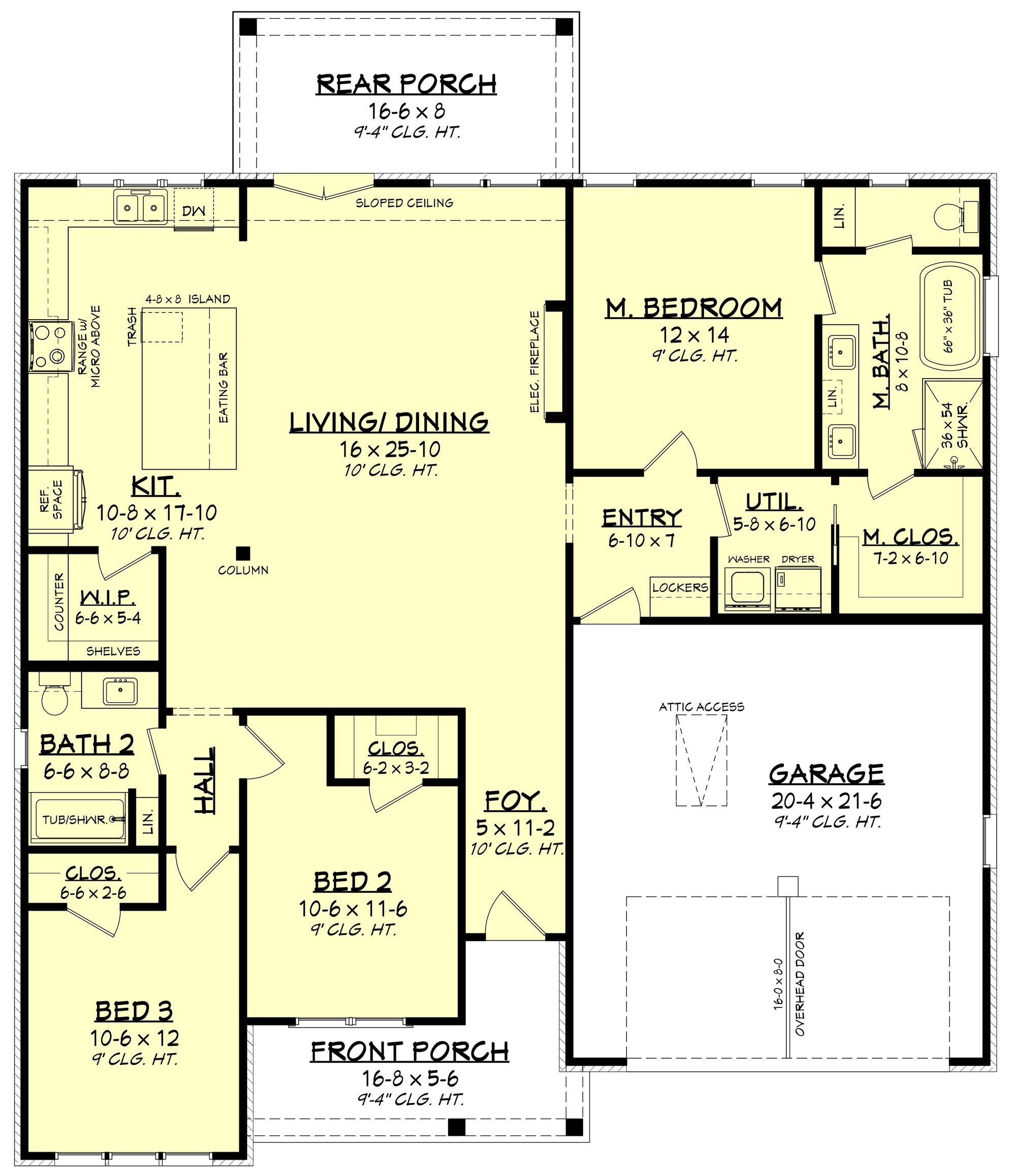 H8438-A Farmhouse House, 3 Bedrooms, 2 Bathrooms | Rowan House Plan First Floor Plan