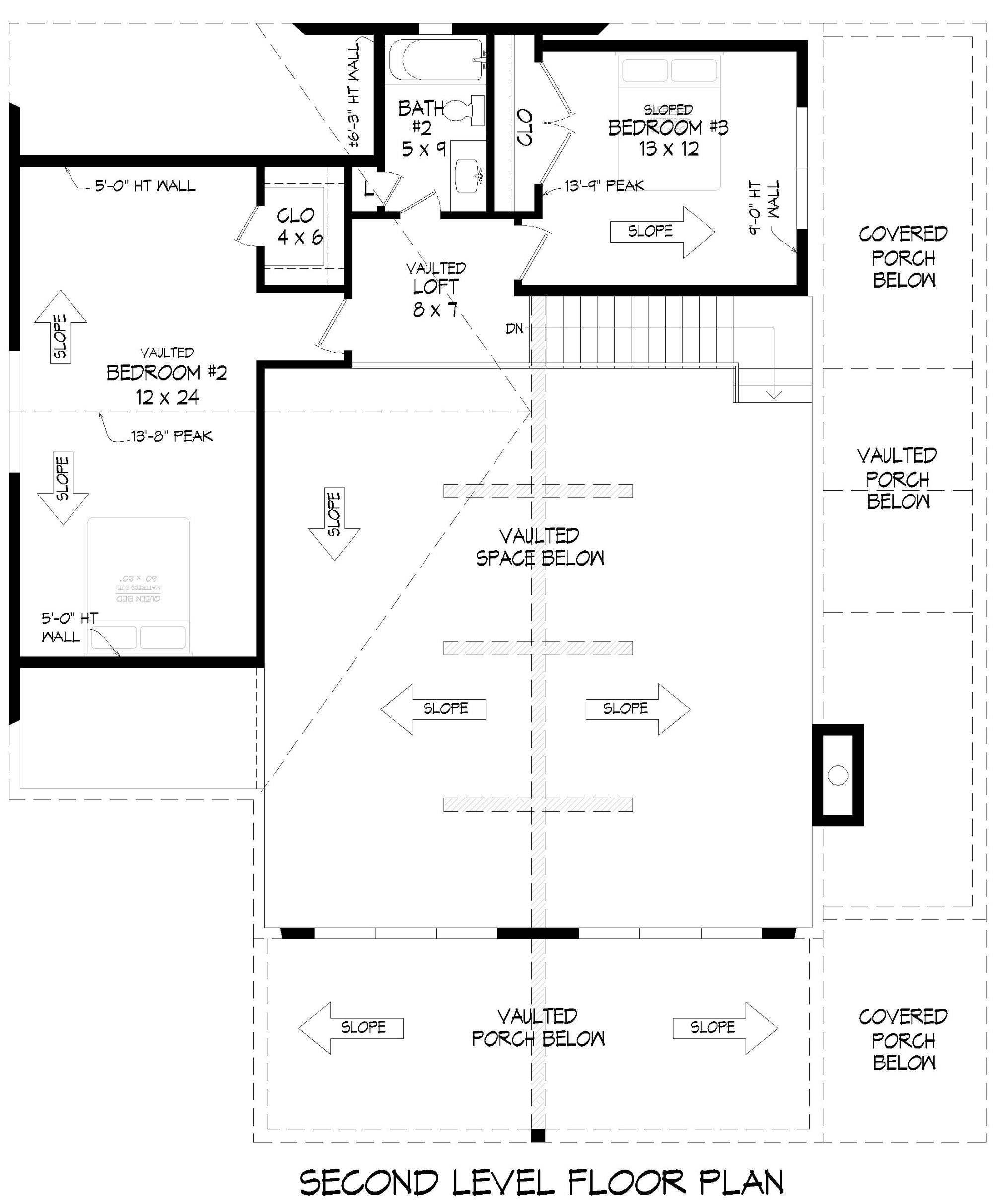 L7804-A Craftsman House Second Floor Plan, 5 Bedrooms, 3.5 Bathrooms | Arley Pine Haven 2