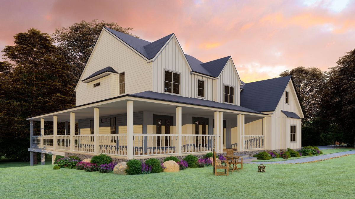 Astoria C House Plan - Front Sunset View