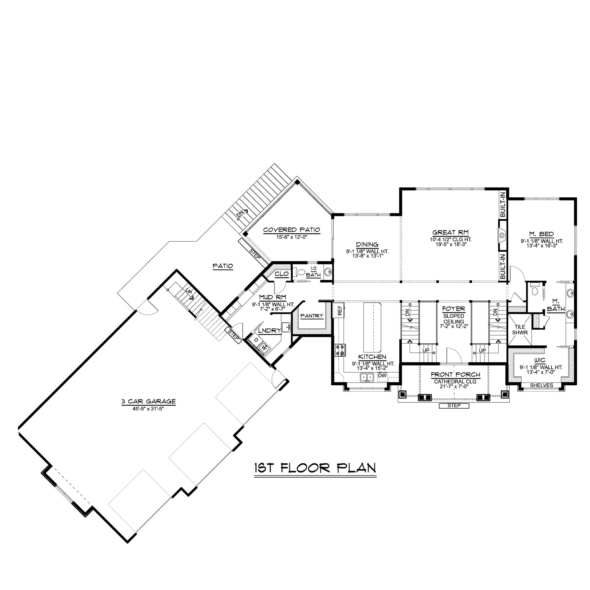 Q8419-A Country House First Floor Plan, 3 to 5 Bedrooms, 3.5 to 4.5 Bathrooms | 2056 House Plan
