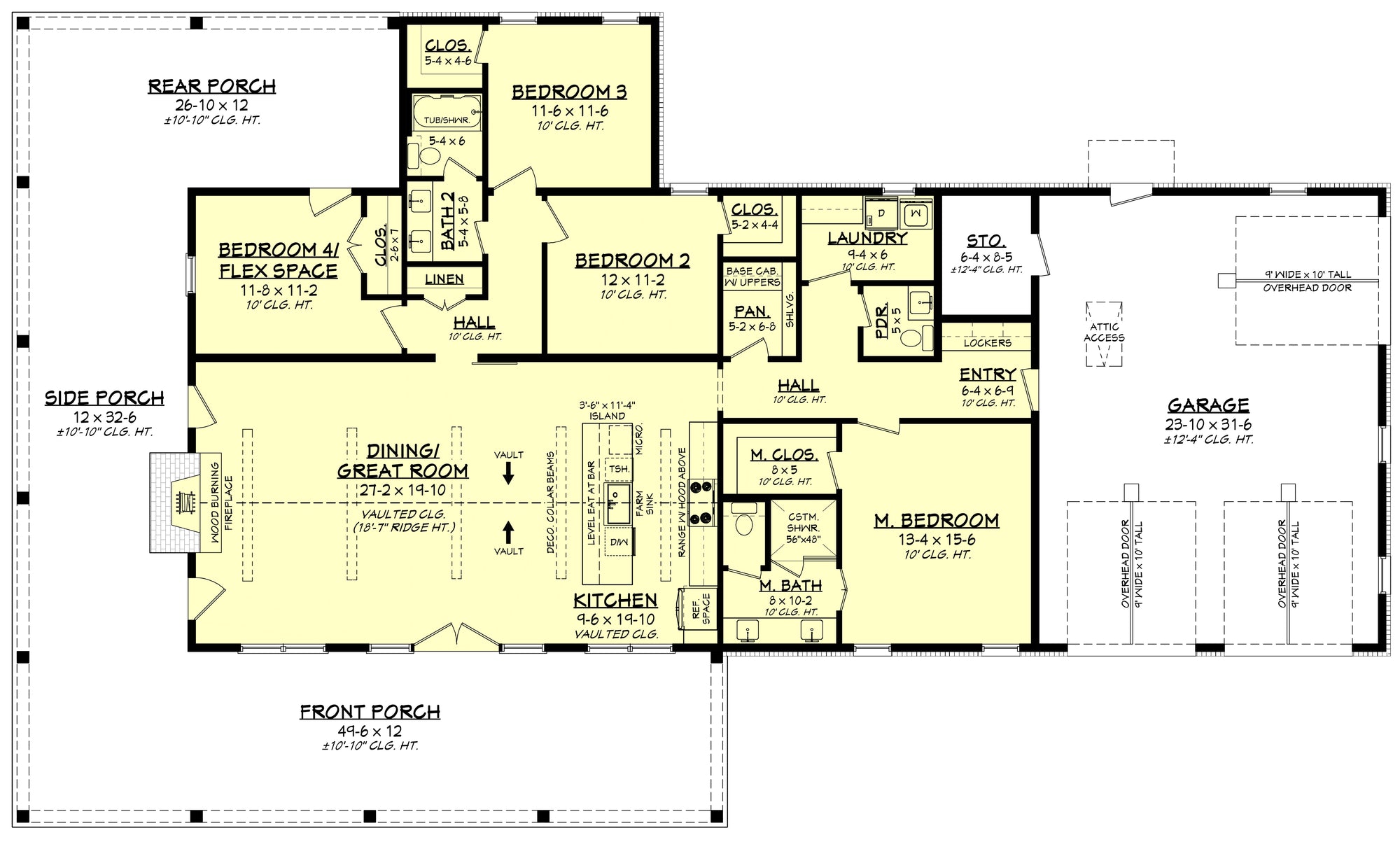 H8216-A Modern Barndominium House First Floor Plan, 4 Bedrooms, 2.5 Bathrooms | Canton House Plan