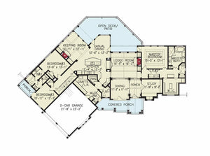 chestatee river cottage a - archival designs house plans, floor plan