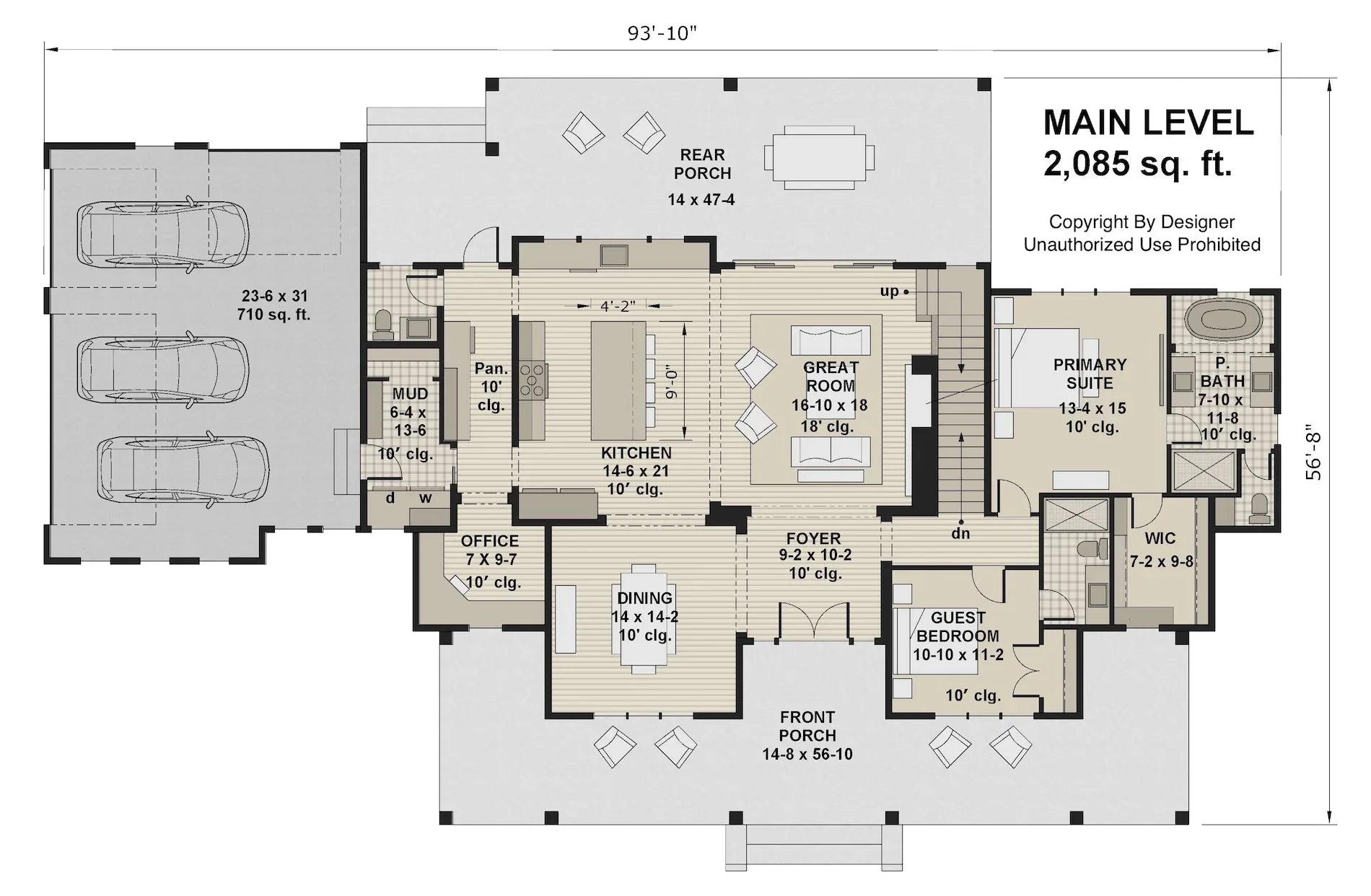 D7373-A Waterstone House First Floor Plan 5 Beds 3.5 Baths