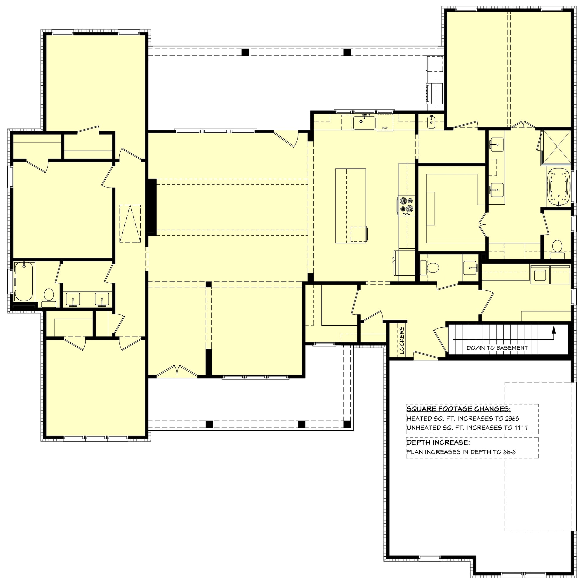 H7327-A Village Point House Basement Stair Location Floor Plan