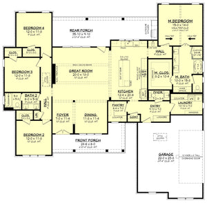 h7327-a village point house first floor plan 4 beds 2.5 baths