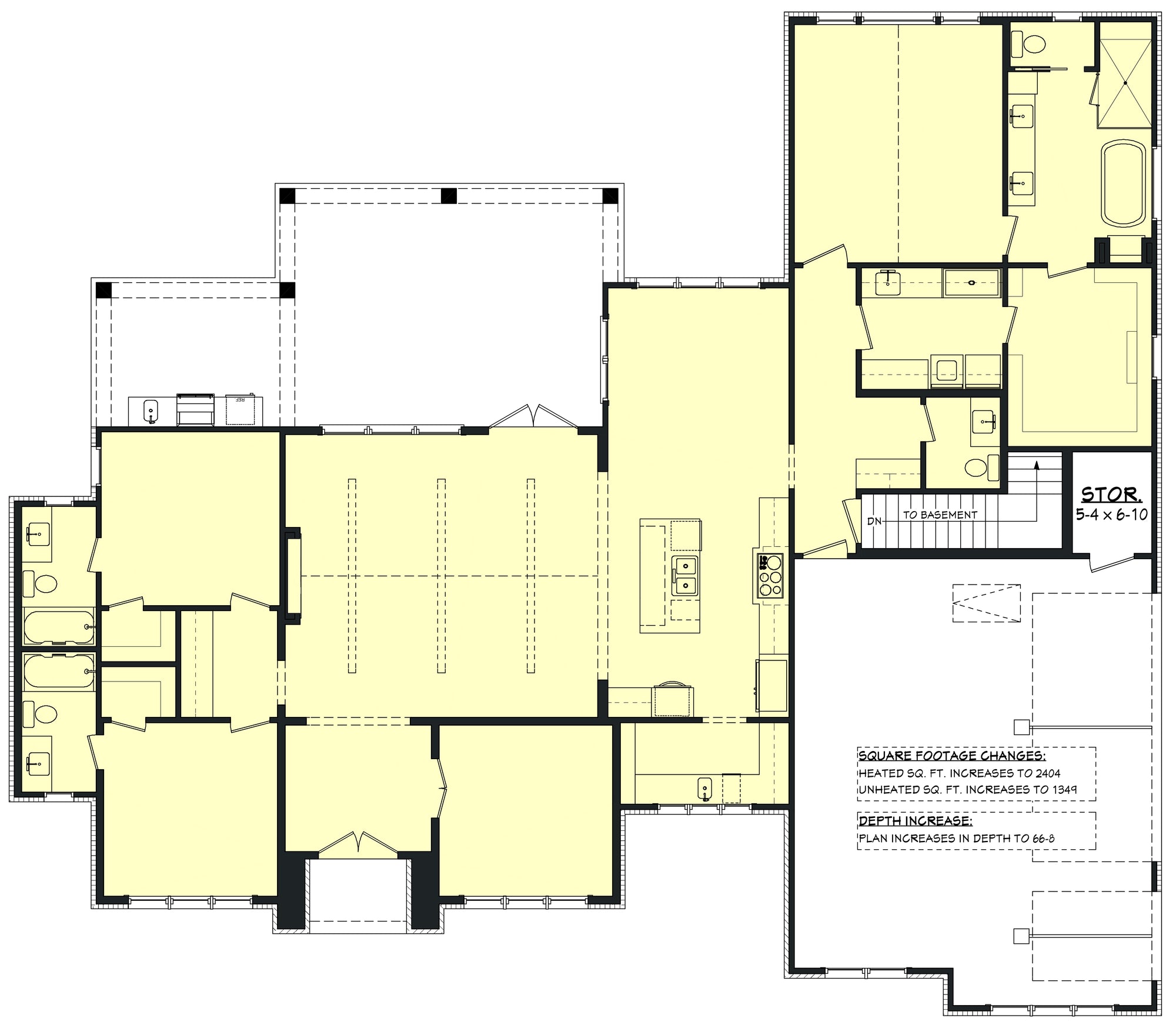 H8123-A Transitional House Basement Stair Location Floor Plan, 3 Bedrooms, 3.5 Bathrooms | Haney House Plan
