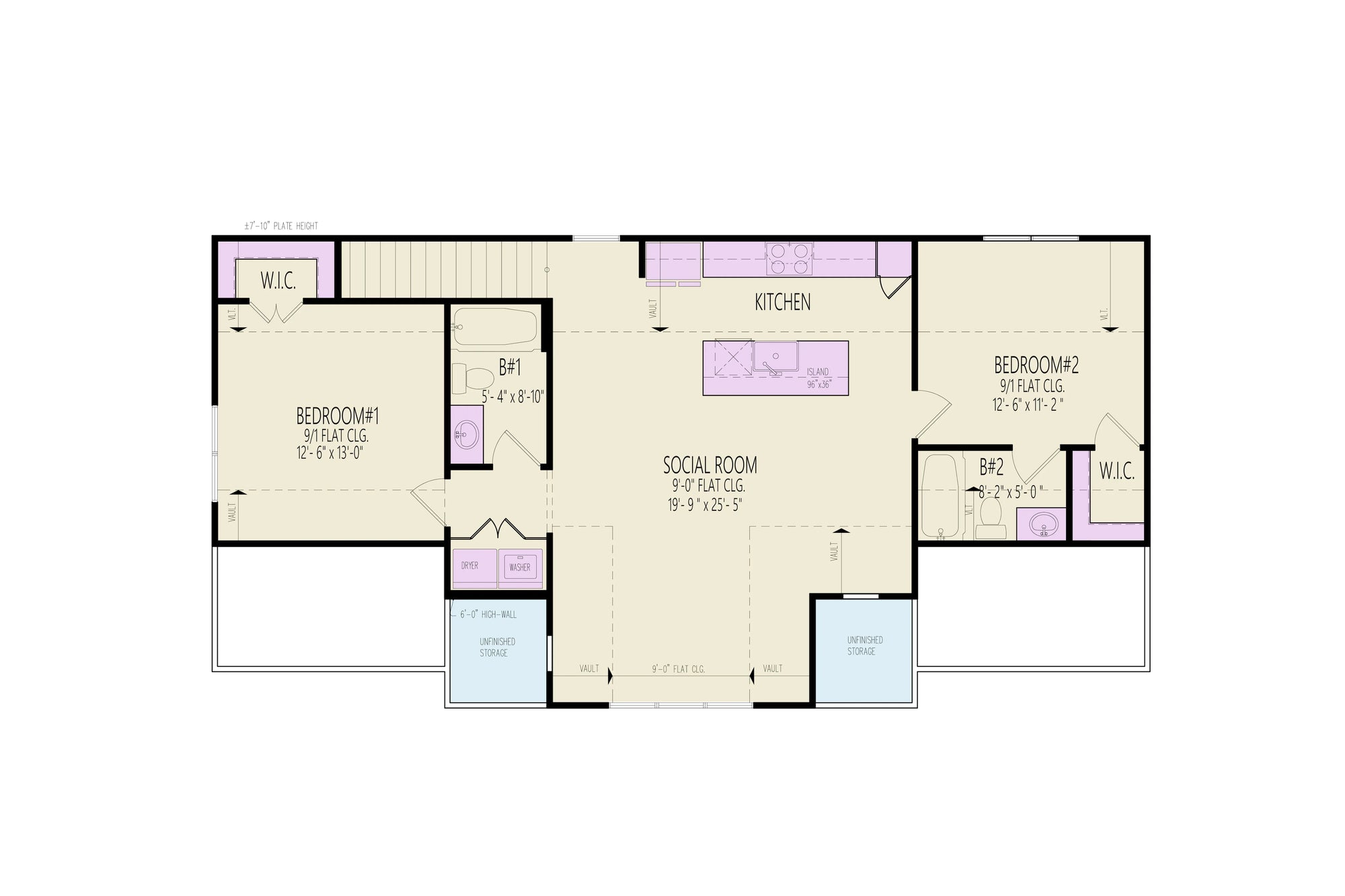 24042-Daphne Garage Second Floor Plan, 2 Beds, 2 Baths