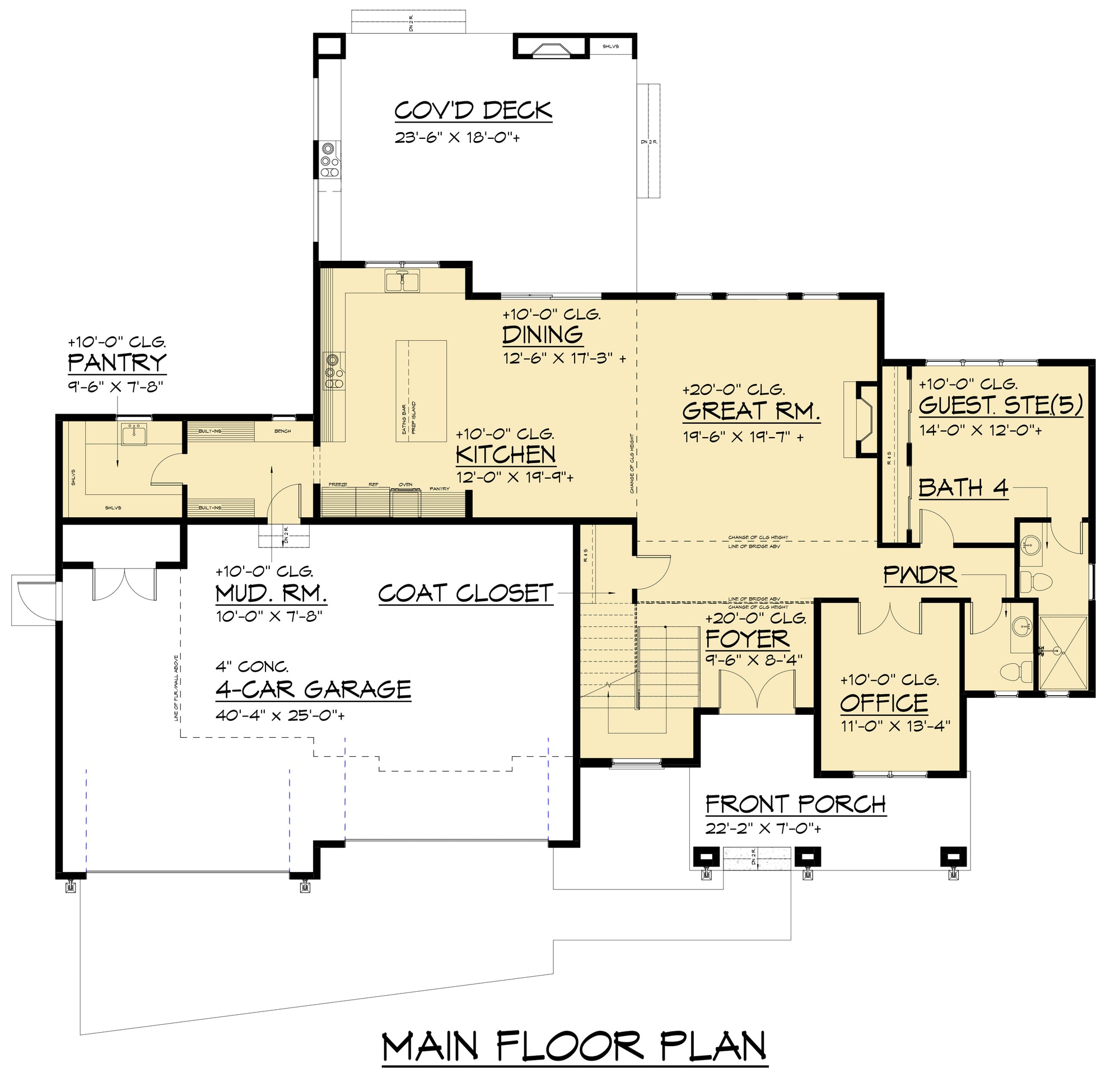AC8162-A Transitional Modern Farmhouse First Floor Plan, 5 Bedrooms, 4.5 Bathrooms | Malanchuk Lakewood House Plan