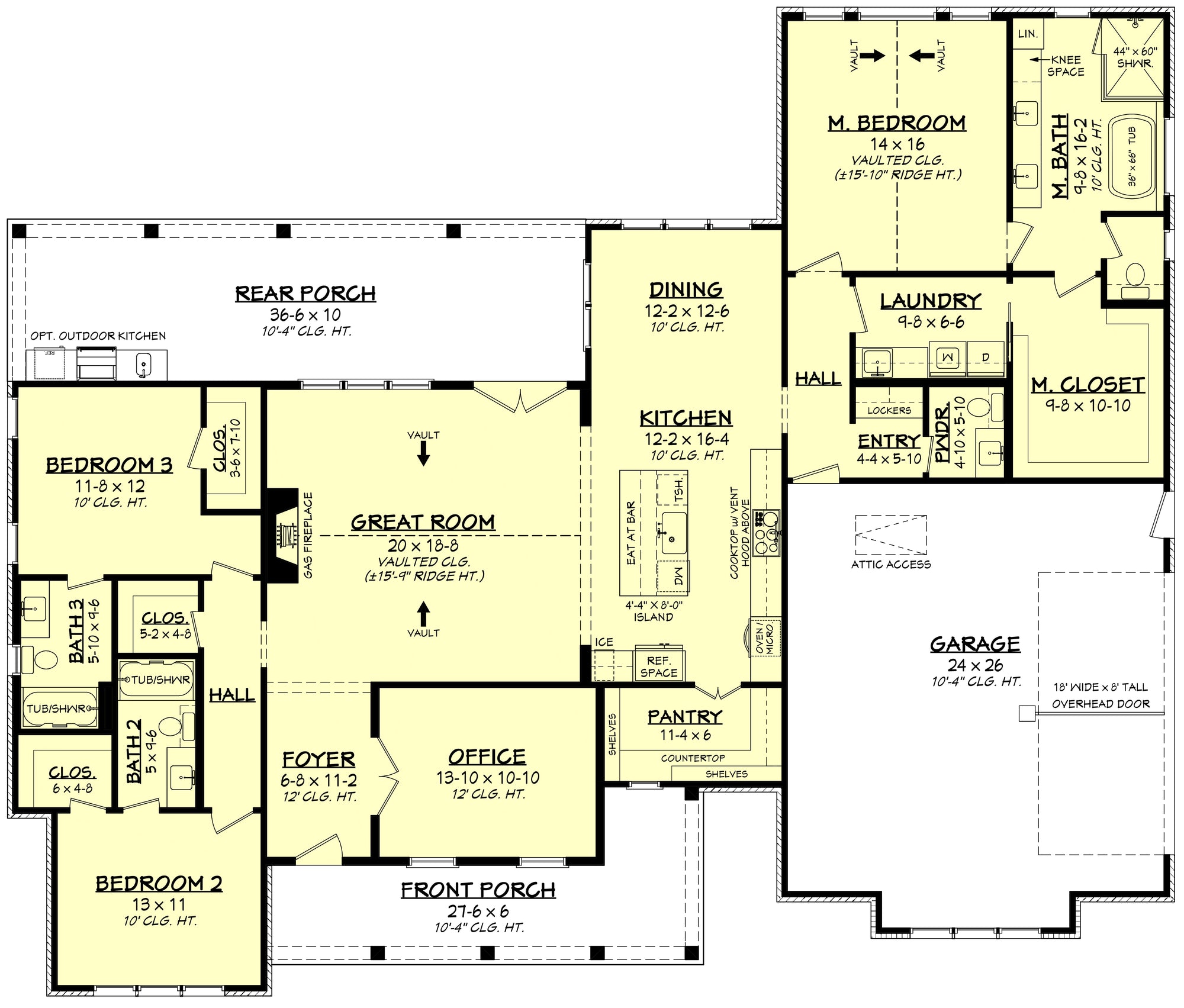H8038-A Modern Farmhouse First Floor Plan, 3 Bedrooms, 3.5 Bathrooms | Hensley 2427