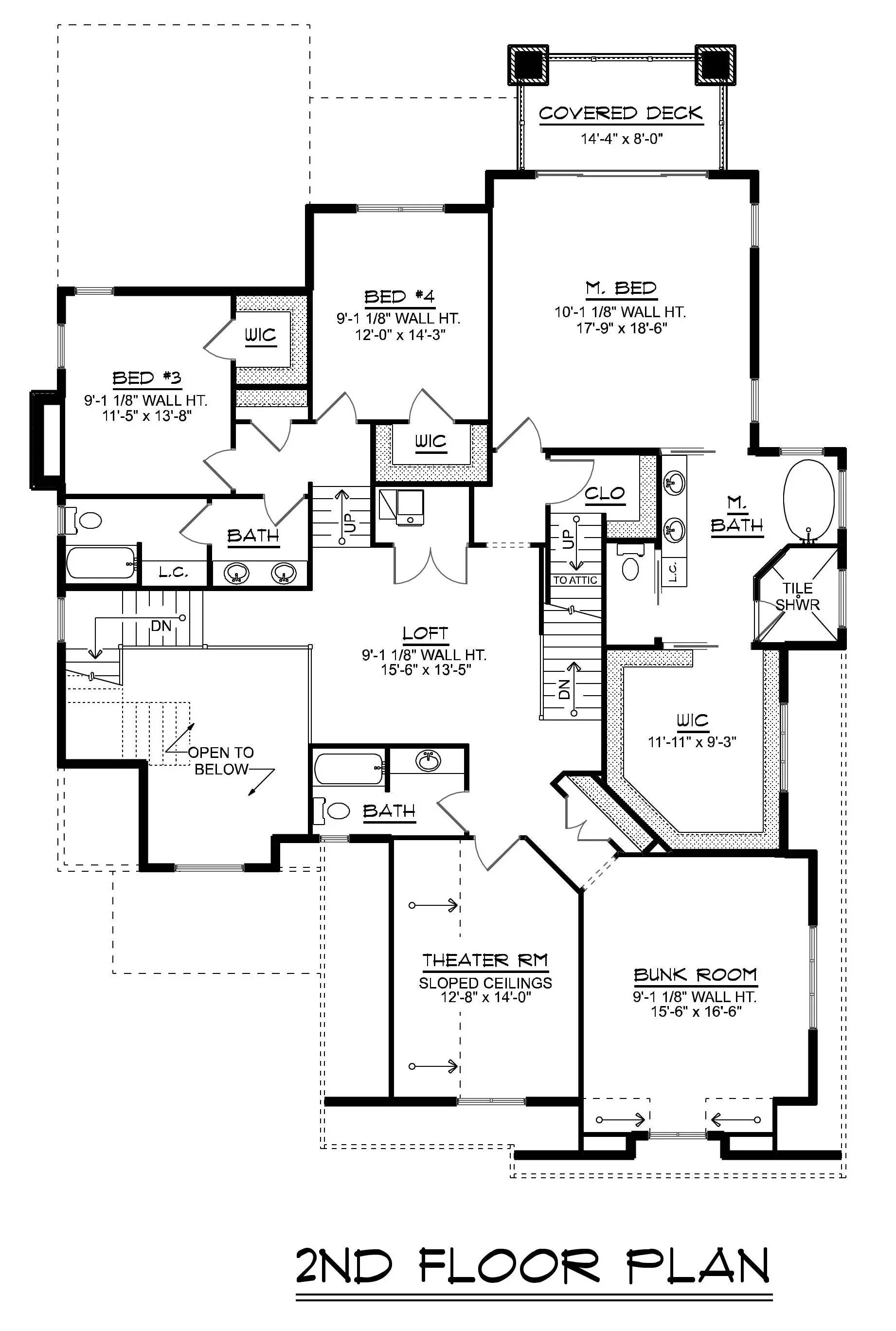 Q7476-A New American House Second Floor Plan 4 Beds, 4.5 Baths | Plan 24280