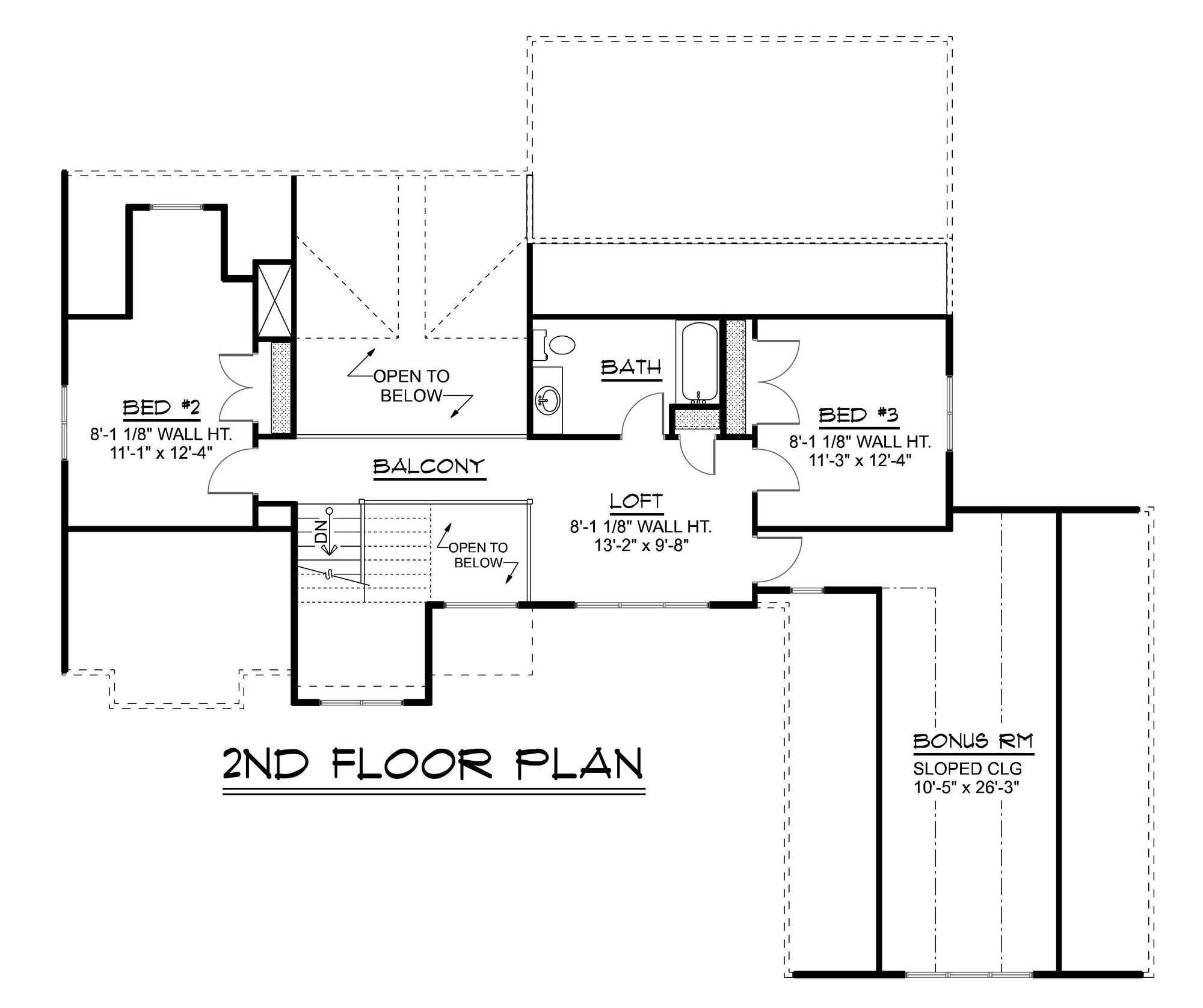 Q8099-A New American House Second Floor Plan, 3 Bedrooms, 2.5 Bathrooms | Plan 24410 House Plan
