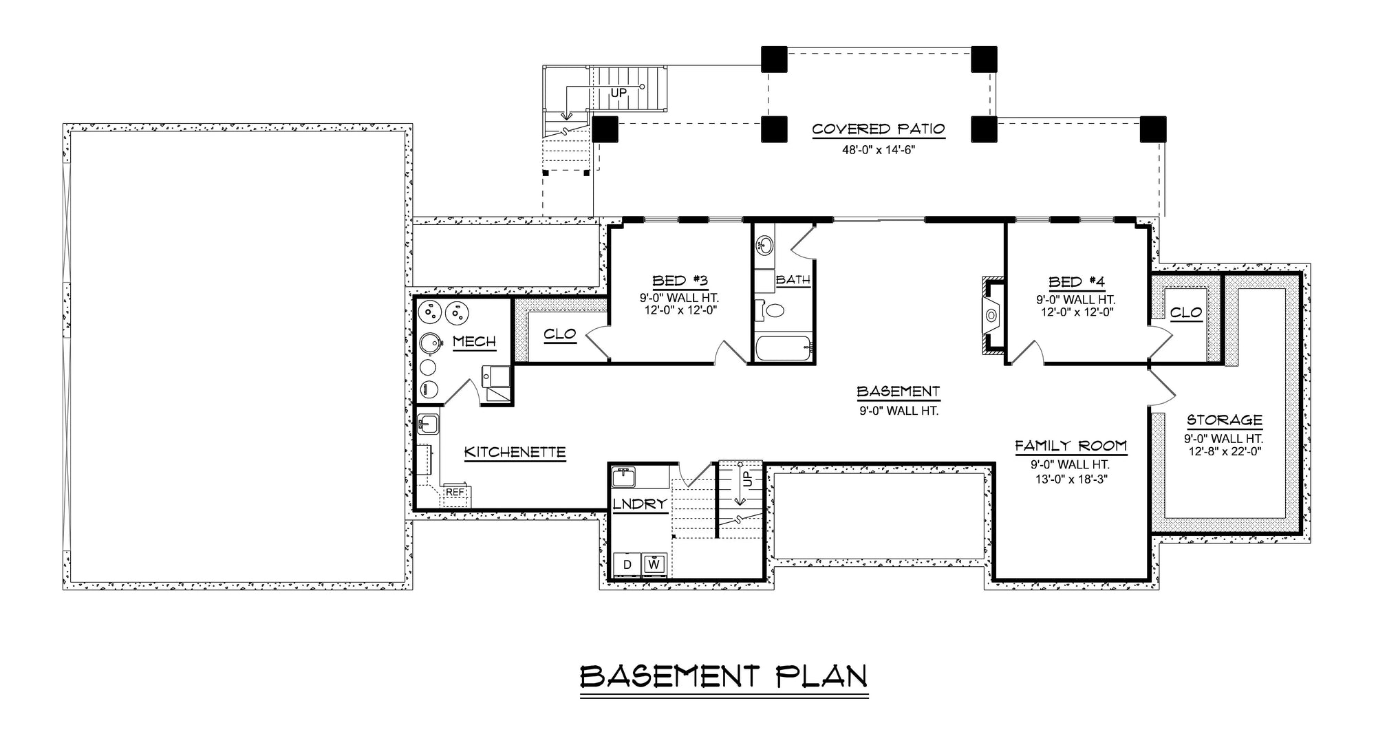 Q7444-A 24456 House Basement Floor Plan 2 Beds 2.5 Baths
