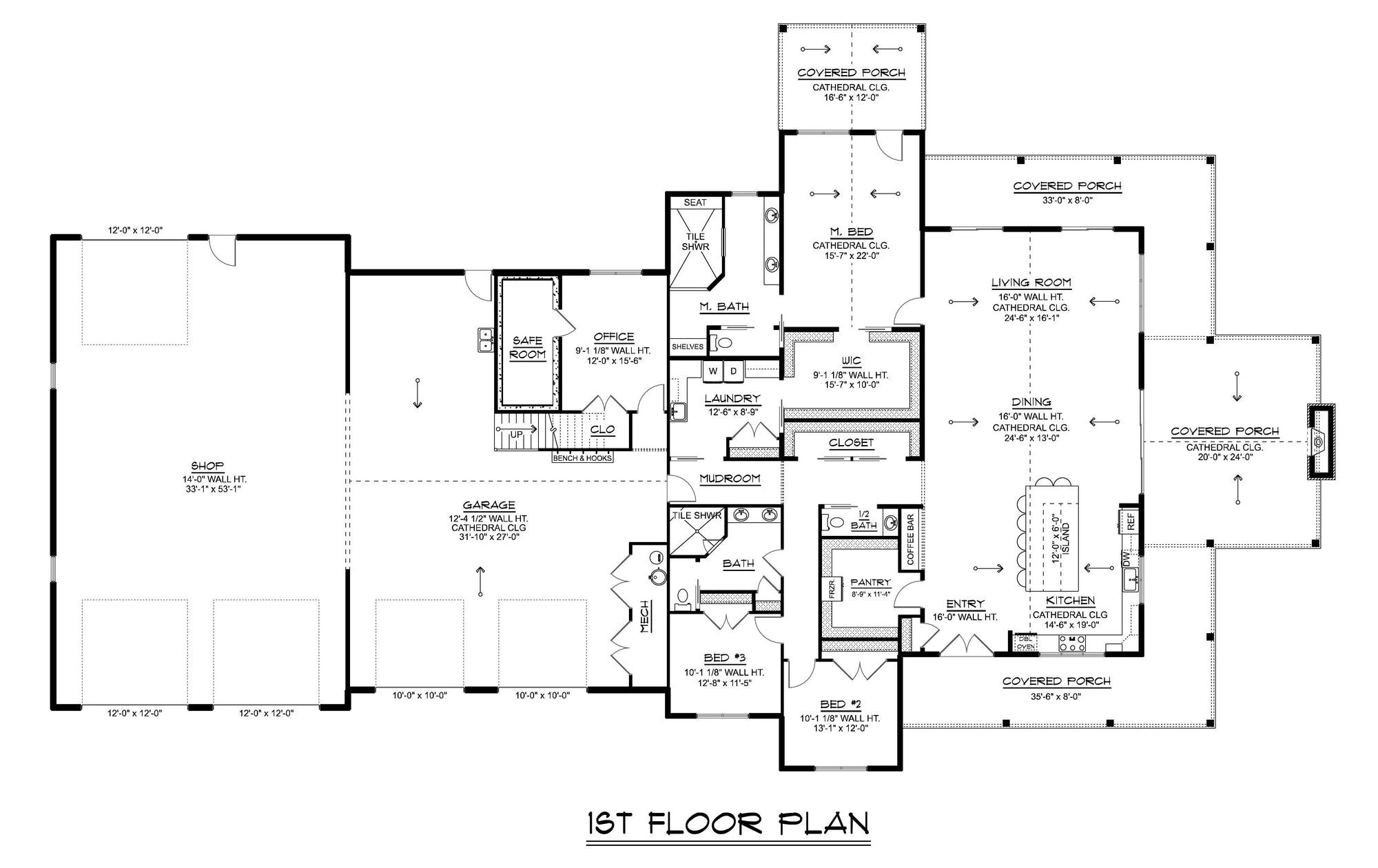 Q7442-A 24473 House First Floor Plan 3 Beds 2.5 Baths