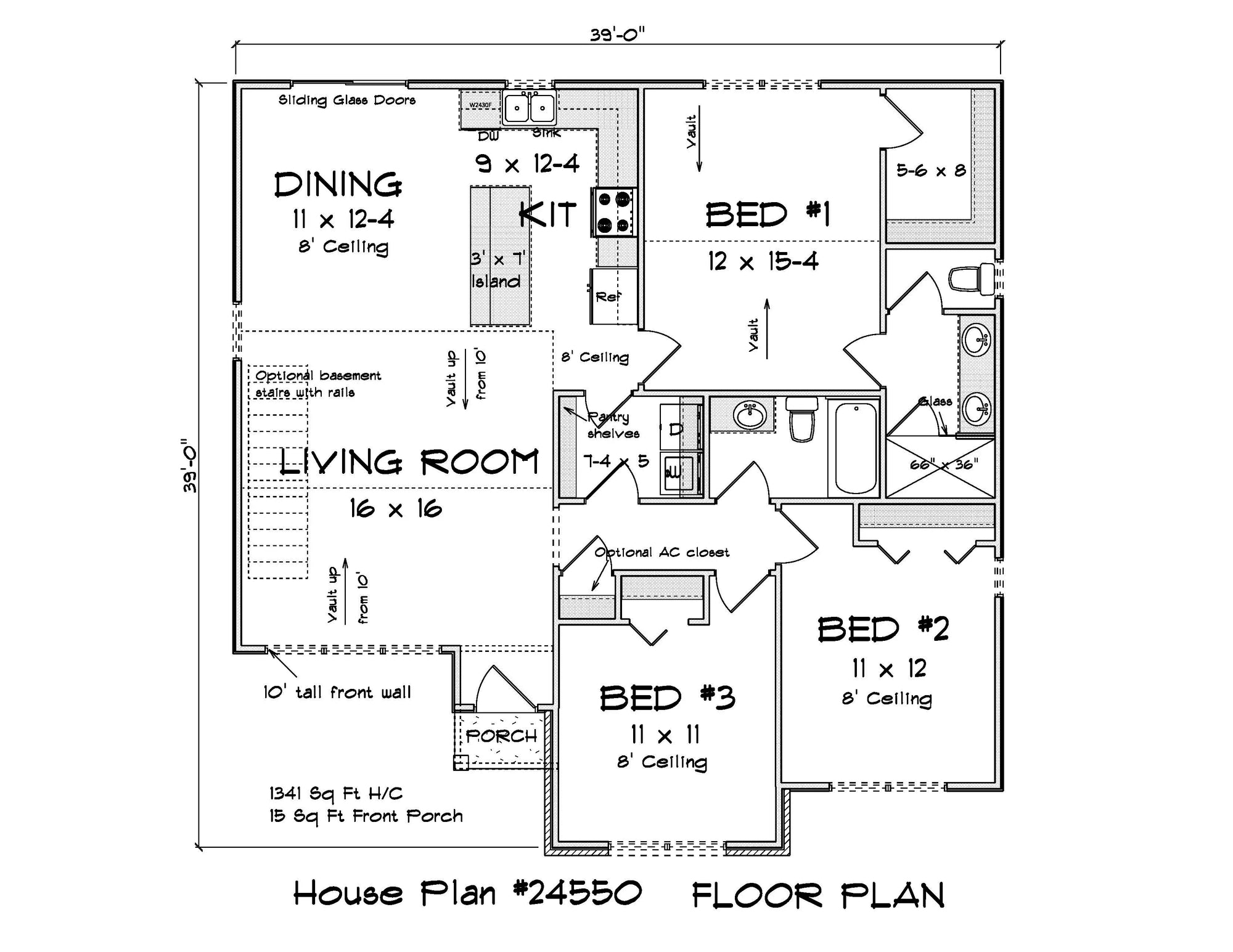 J7197-E First Floor Plan 3 Bed 2 Baths