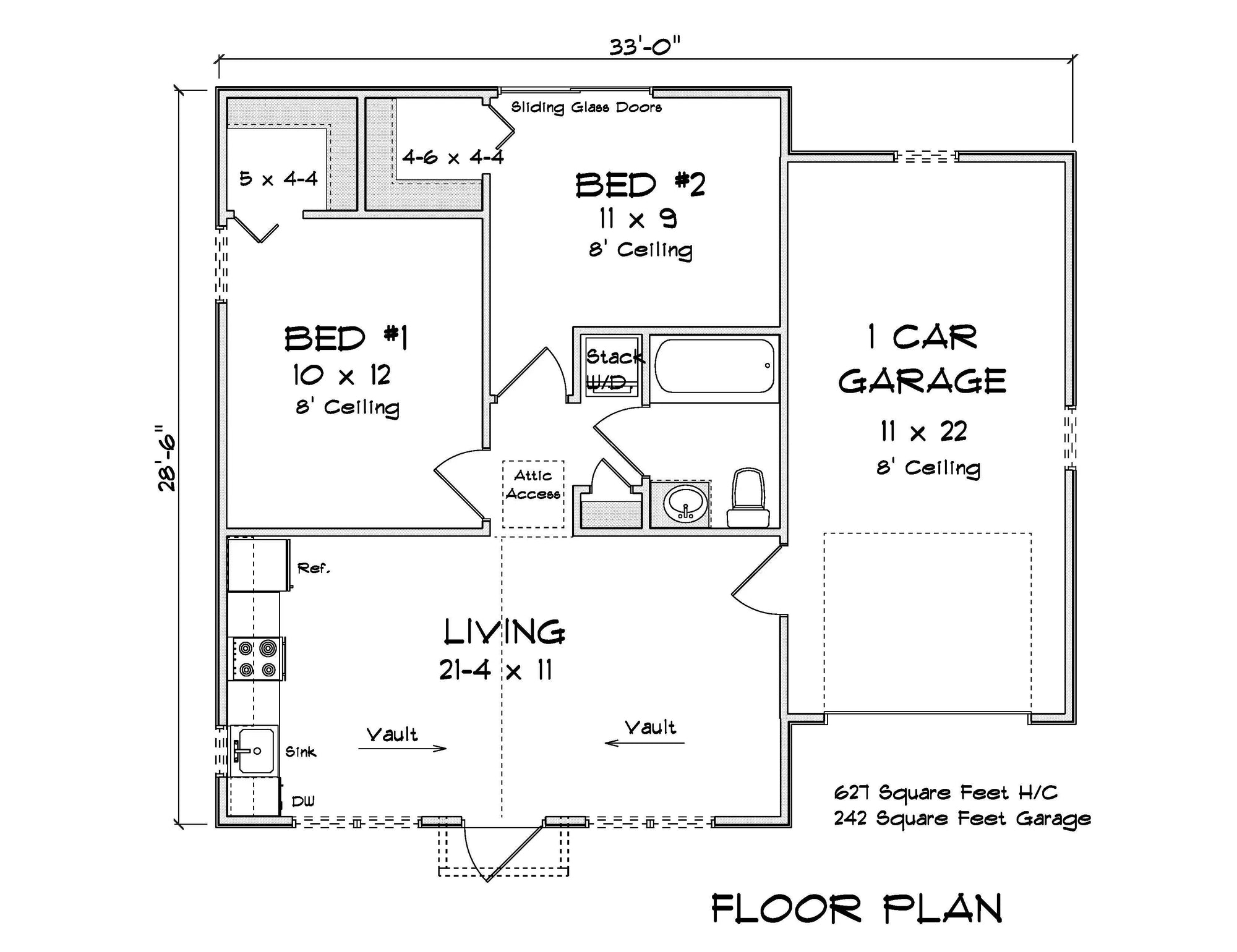 J7200-E First Floor Plan 2 Bed 1 Bath