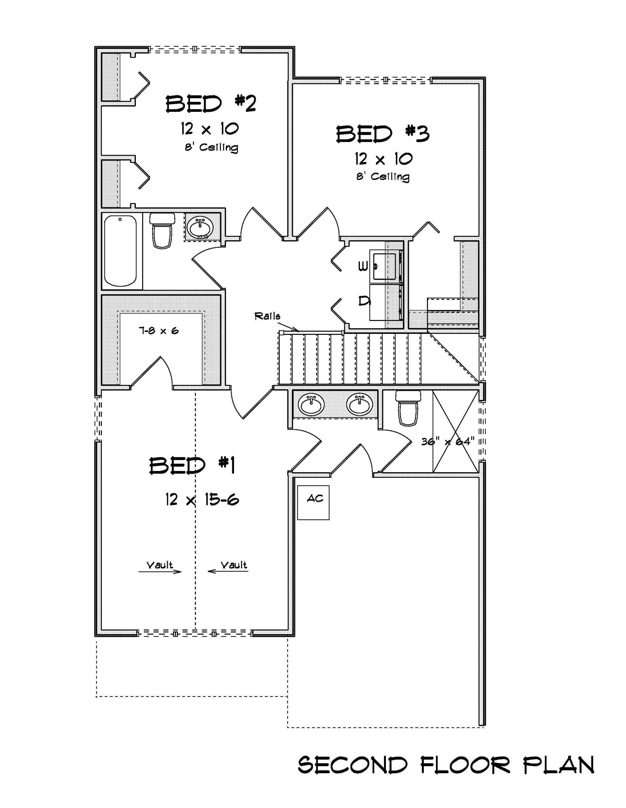 J7209-E House Plan Second Floor Plan 4 Bed 3.5 Bath