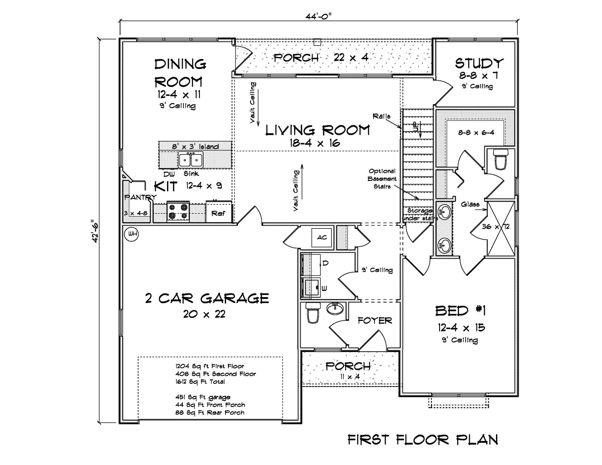 J7226-E House First Floor Plan 3 Bed 2 Bath