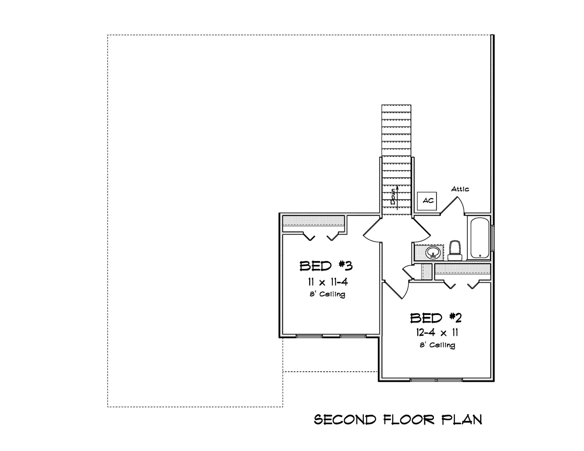 J7226-E House Second Floor Plan 3 Bed 2 Bath