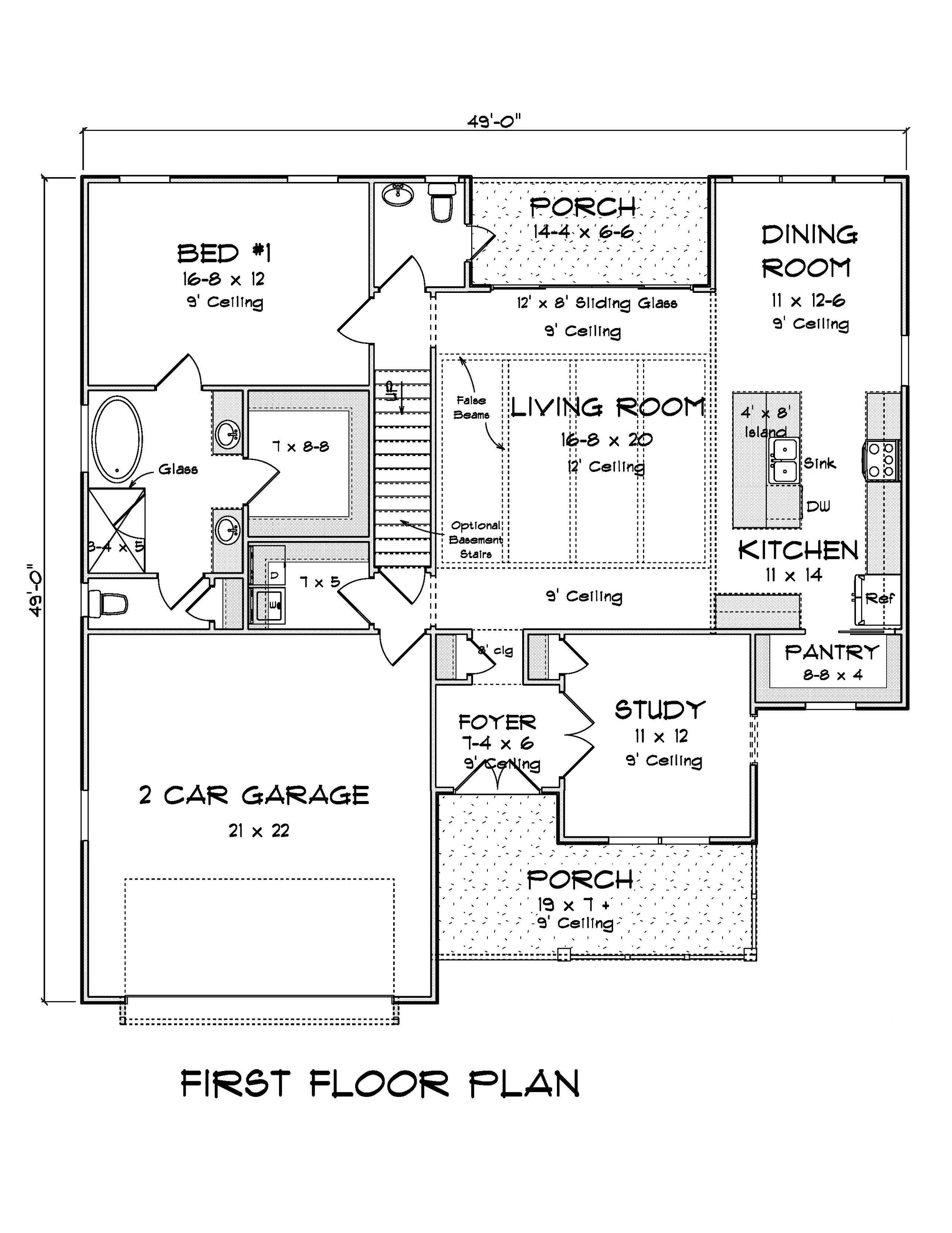 J7253-E Orchard Park House First Floor Plan 3 Bed and 2.5 Bath