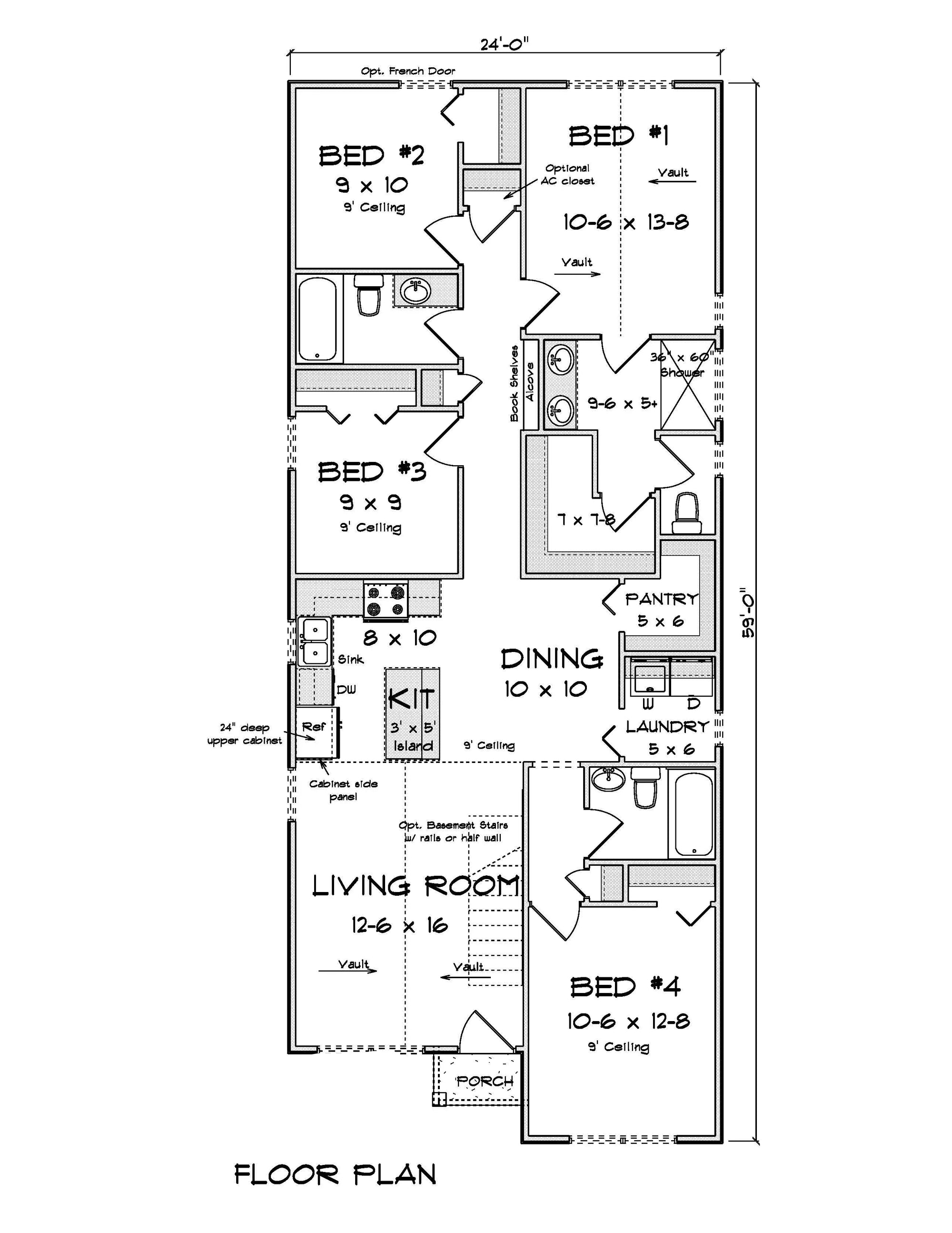 J7255-E Fairmont House First Floor Plan 4 Bed 3 Bath