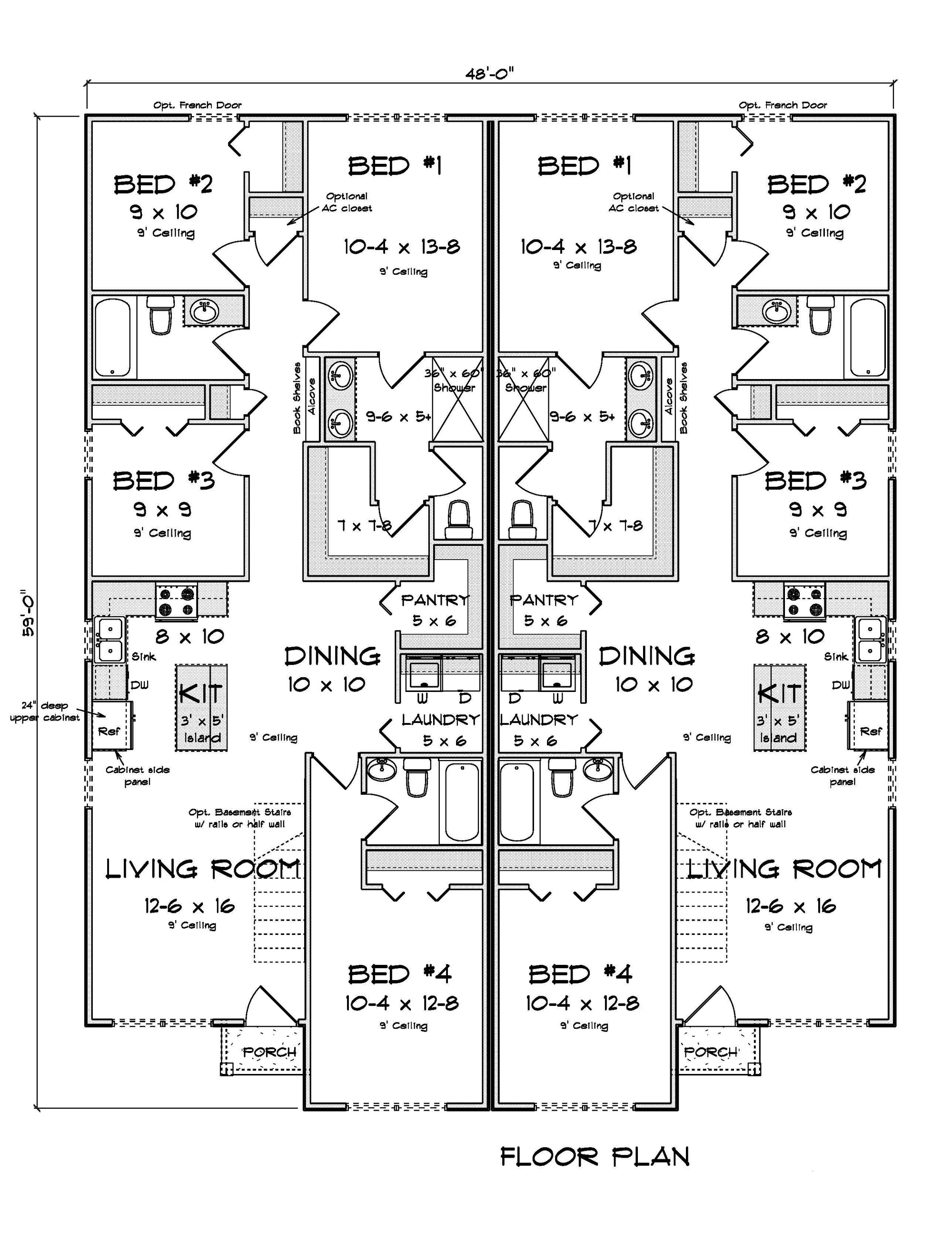 J7260-E Sunridge House First Floor Plan 8 Beds, 6 Baths