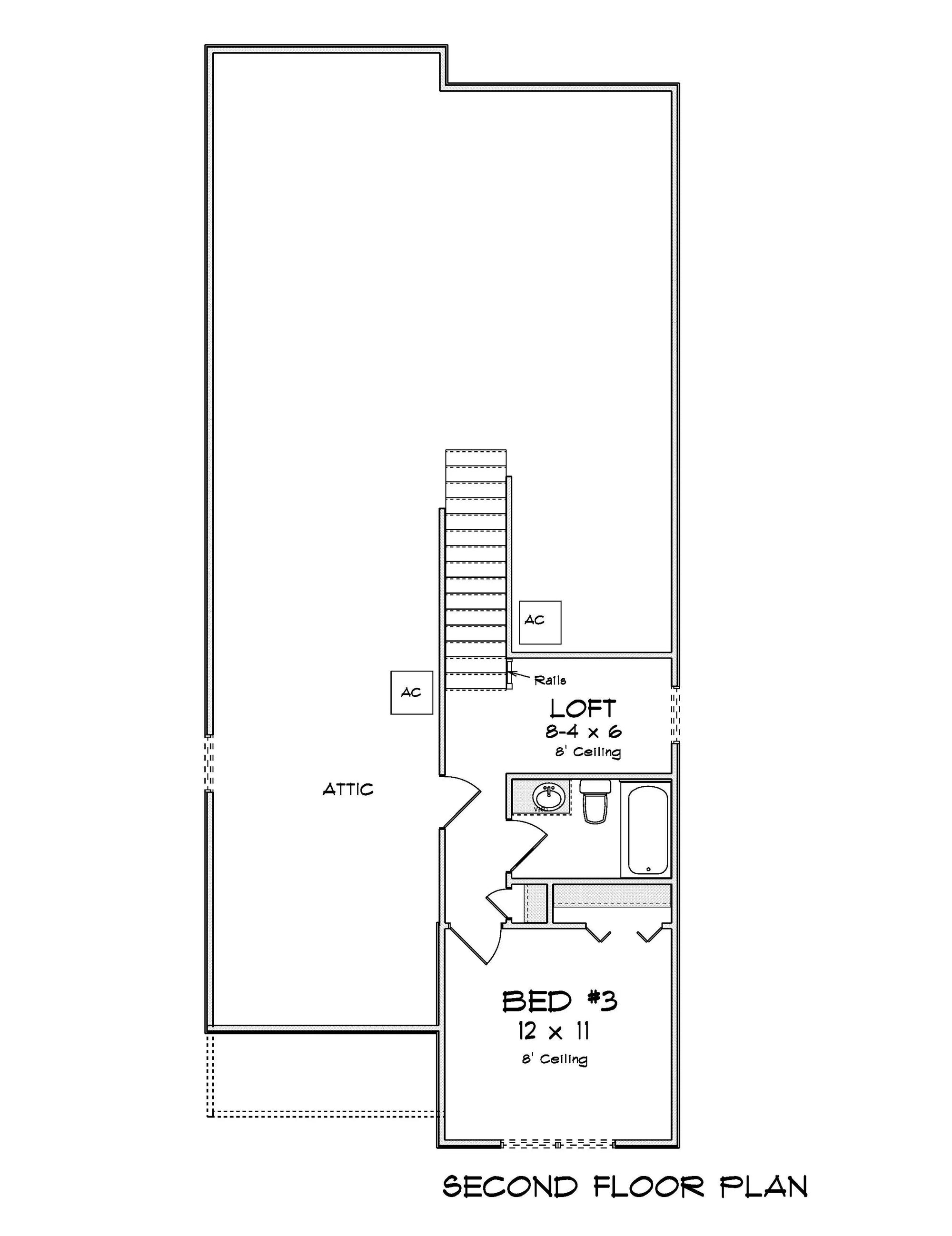 J7399-E 24591 House Second Floor Plan 3 Beds 3 Baths