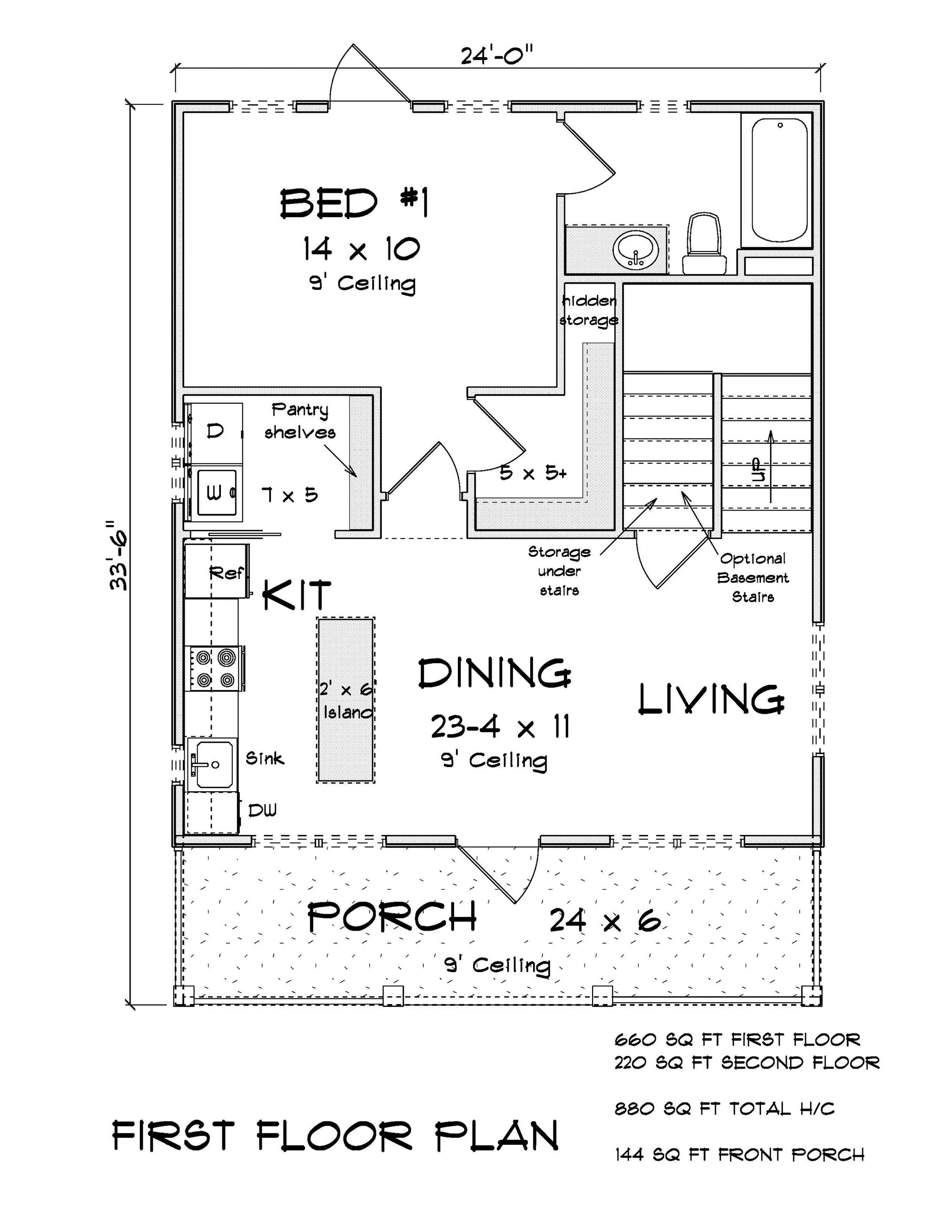 J7404-E 24596 House First Floor Plan 2 Beds 2 Baths