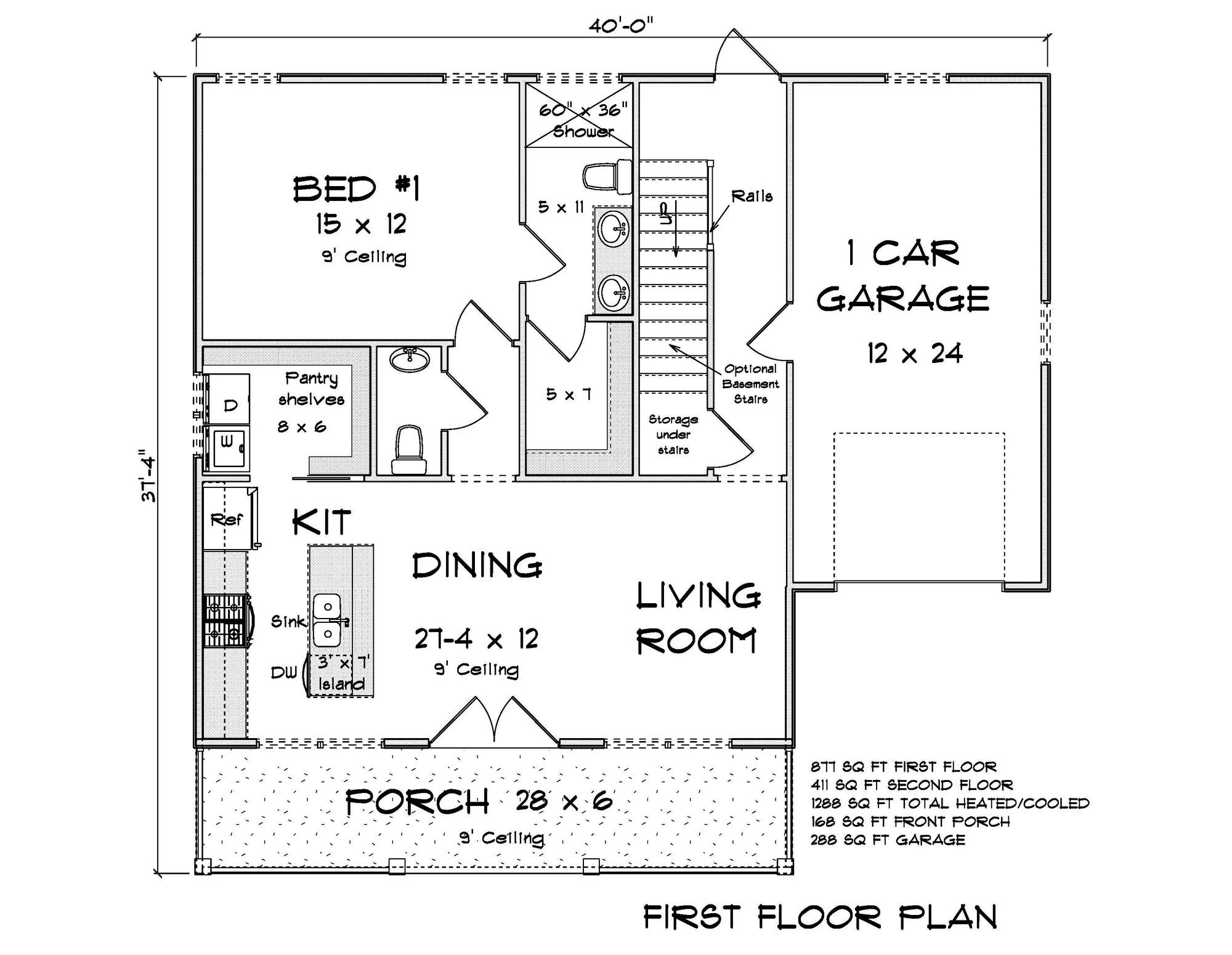 J7424-E 24604 House First Floor Plan 3 Beds 2.5 Baths