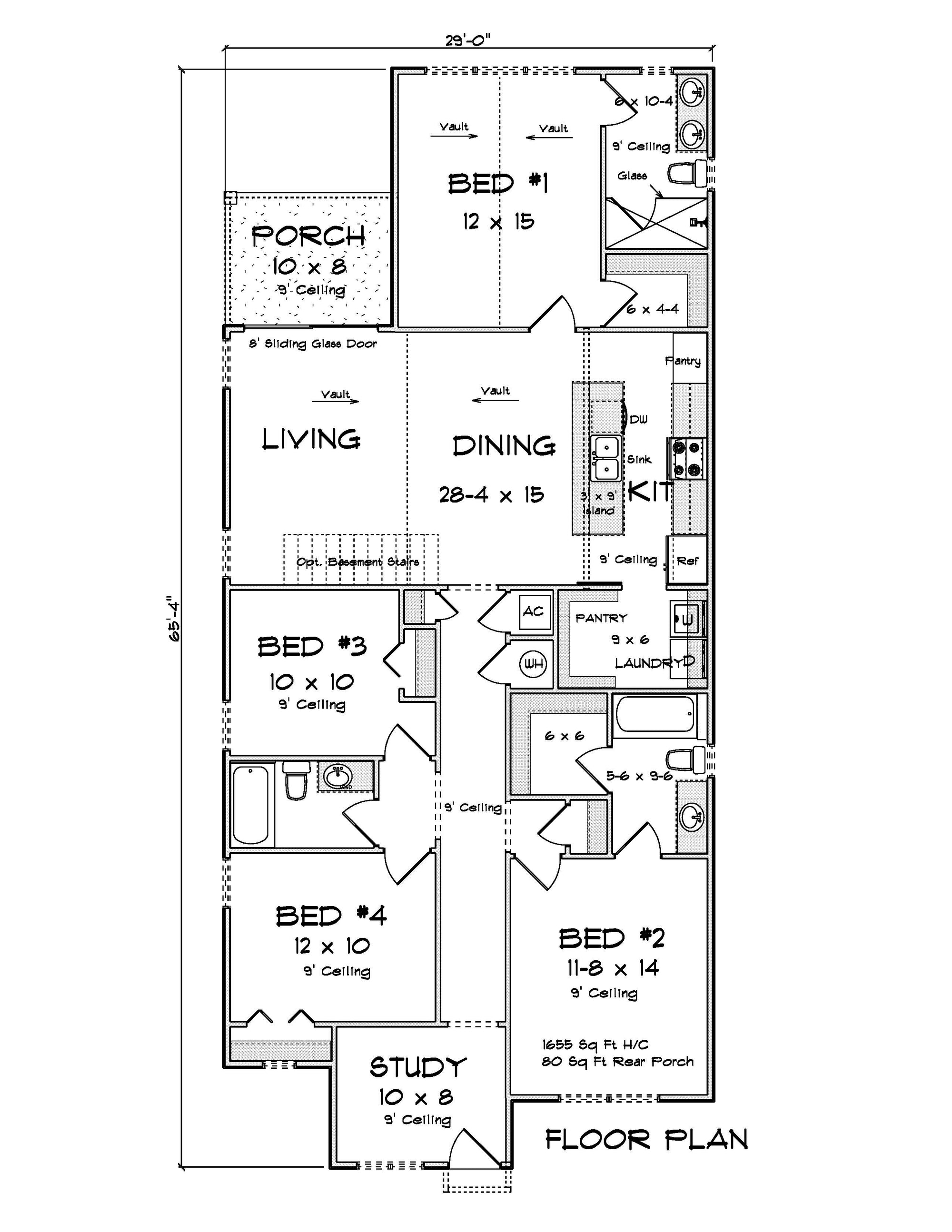J8130-E Craftsman Cottage House First Floor Plan, 4 Bedrooms, 3 Bathrooms | Cypress Ridgeway House Plan