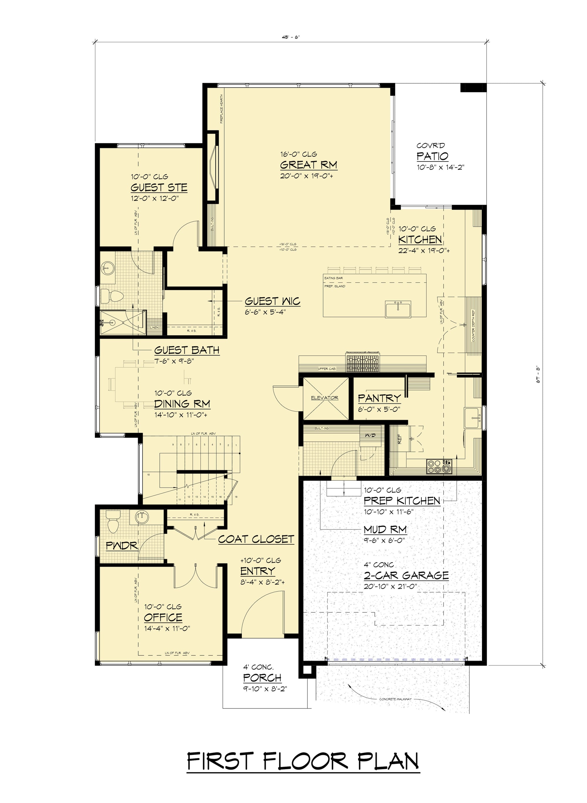 AC8182-A Contemporary House First Floor Plan, 6 Bedrooms, 5.5 Bathrooms | Chong 521 House Plan