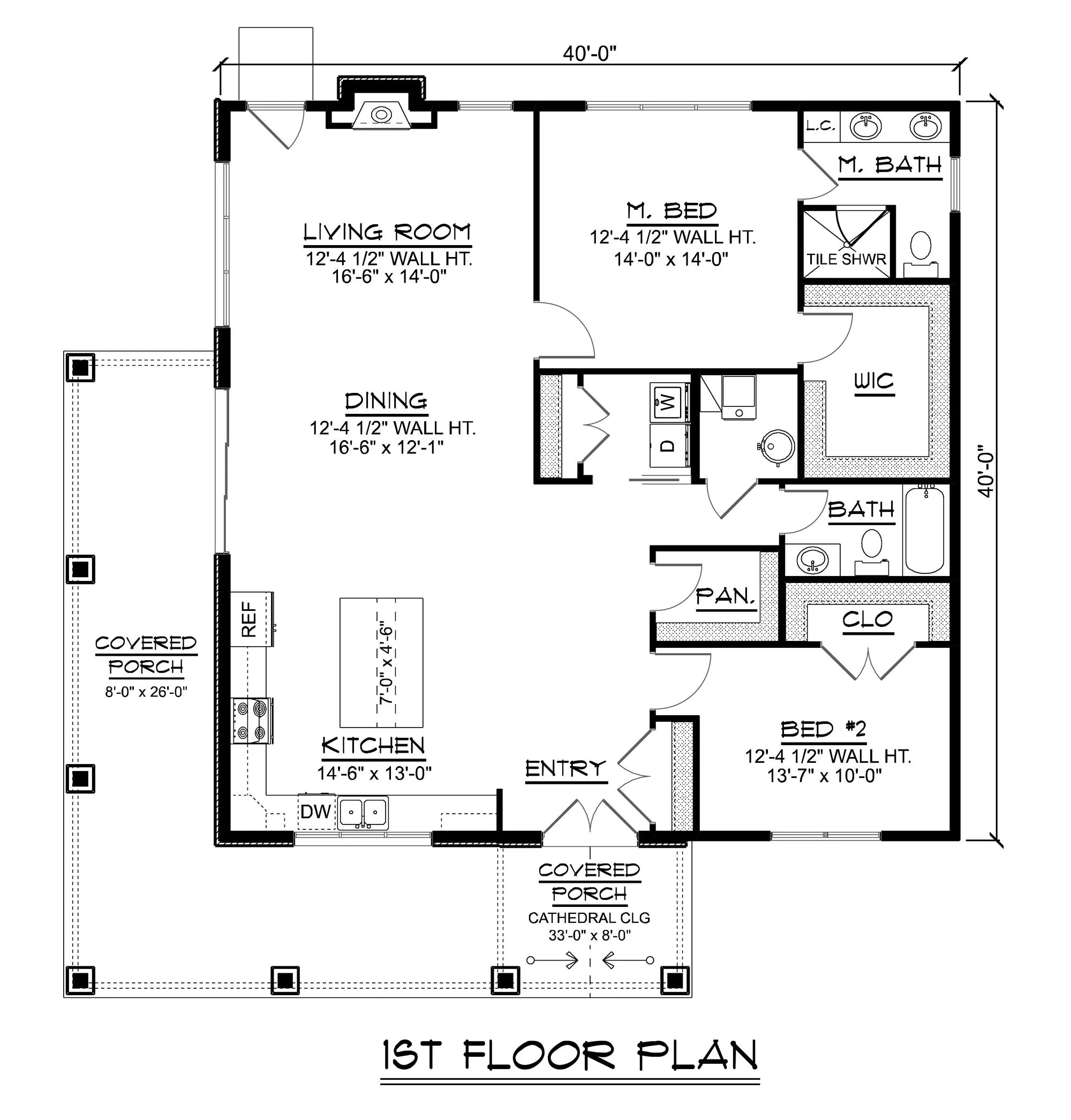 Q7473-A Country House First Floor Plan, 2 Beds, 2 Baths | Plan 25228
