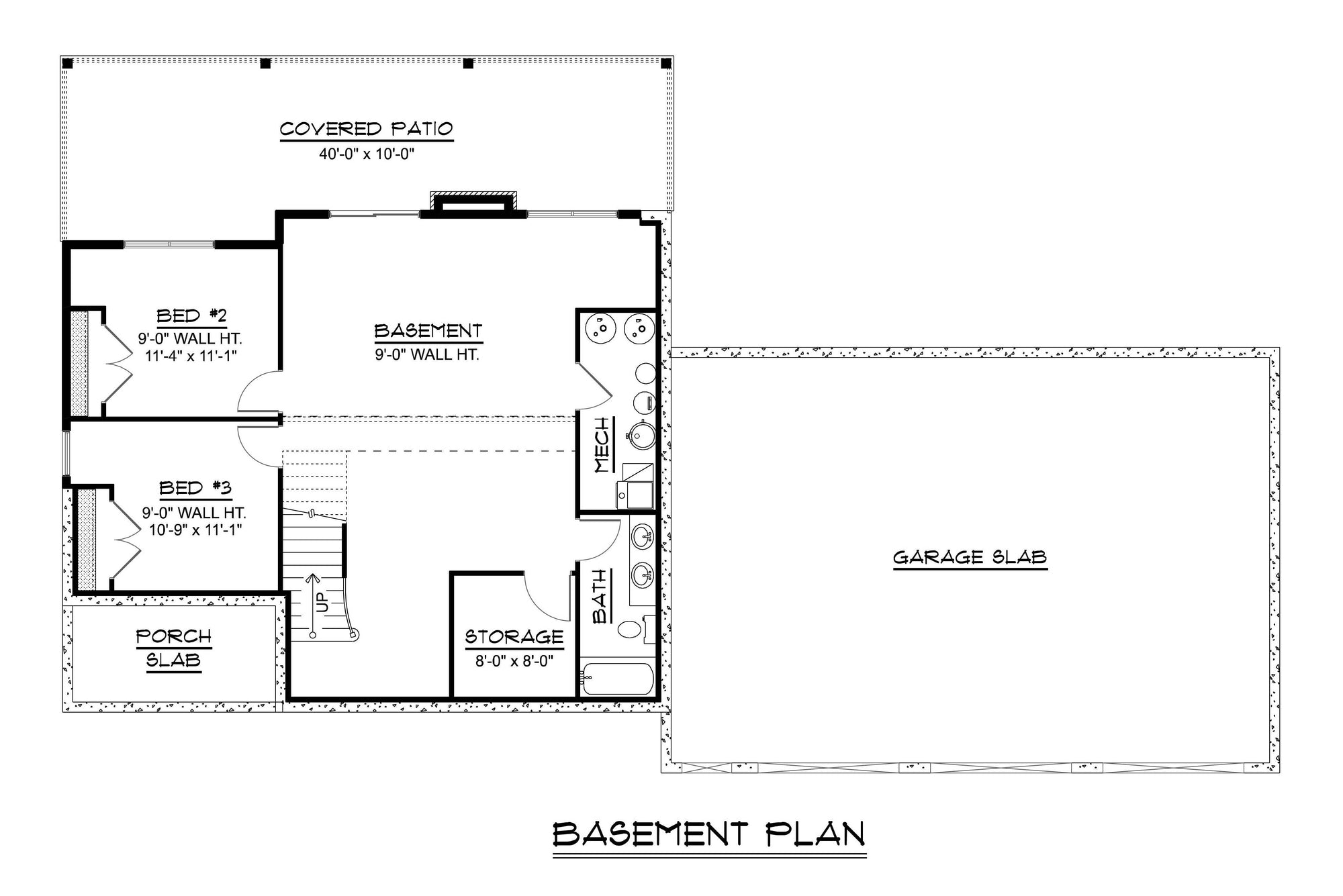 Q8444-A Contemporary House, 1 to 3 Bedrooms, 1.5 to 2.5 Bathrooms | 25342 House Plan Basement Floor Plan