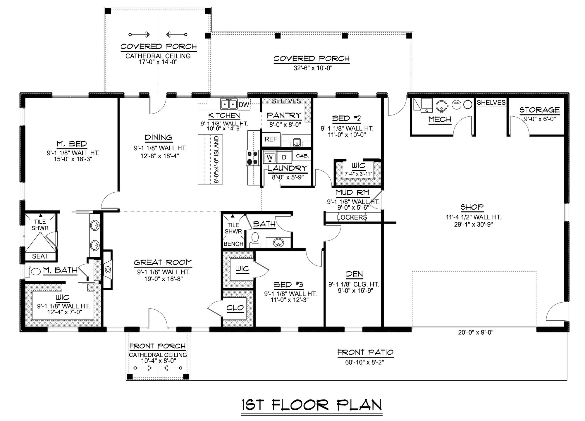 Q8449-A Modern Barndominium House, 3 Bedrooms, 2 Bathrooms | 25446 House Plan First Floor Plan