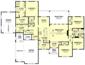 h7266-a hawthorne house first floor plan 4 beds 2.5 baths